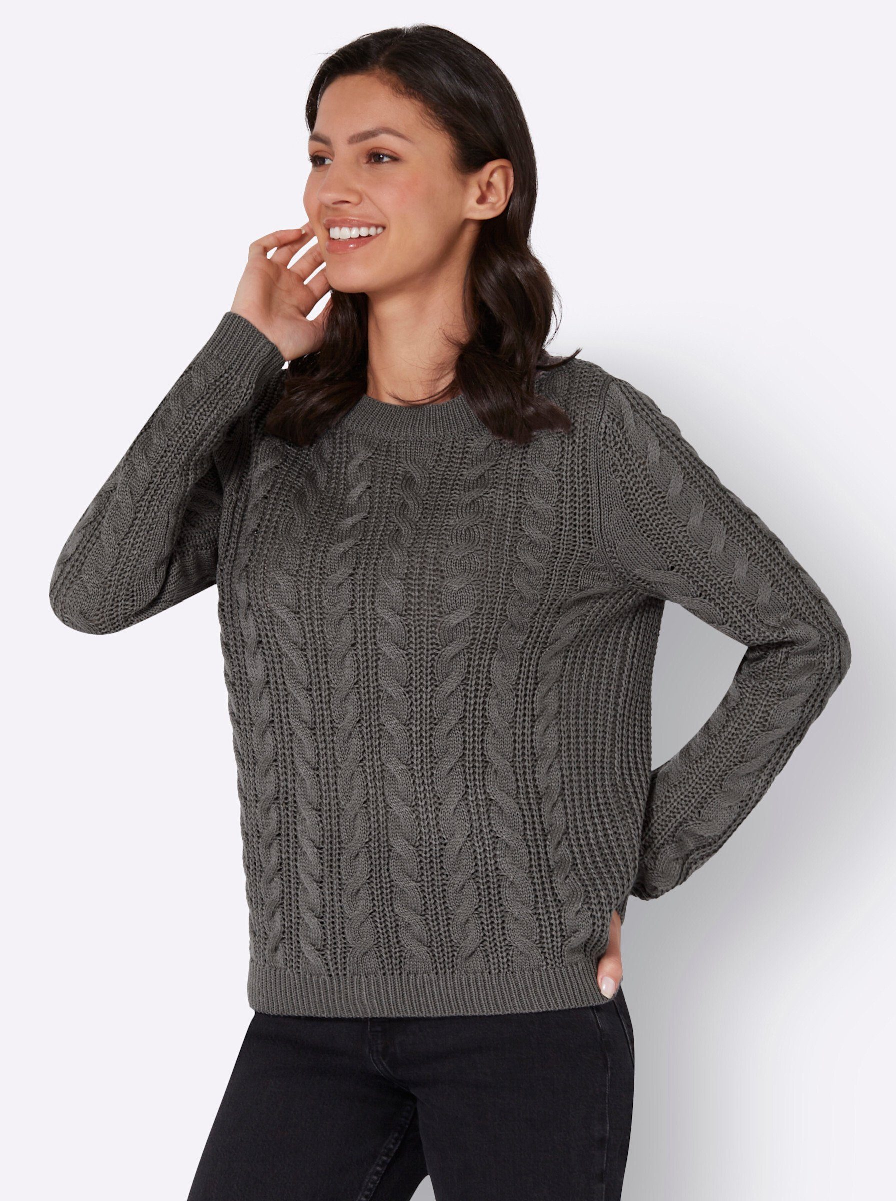 Sieh an! Strickpullover grau