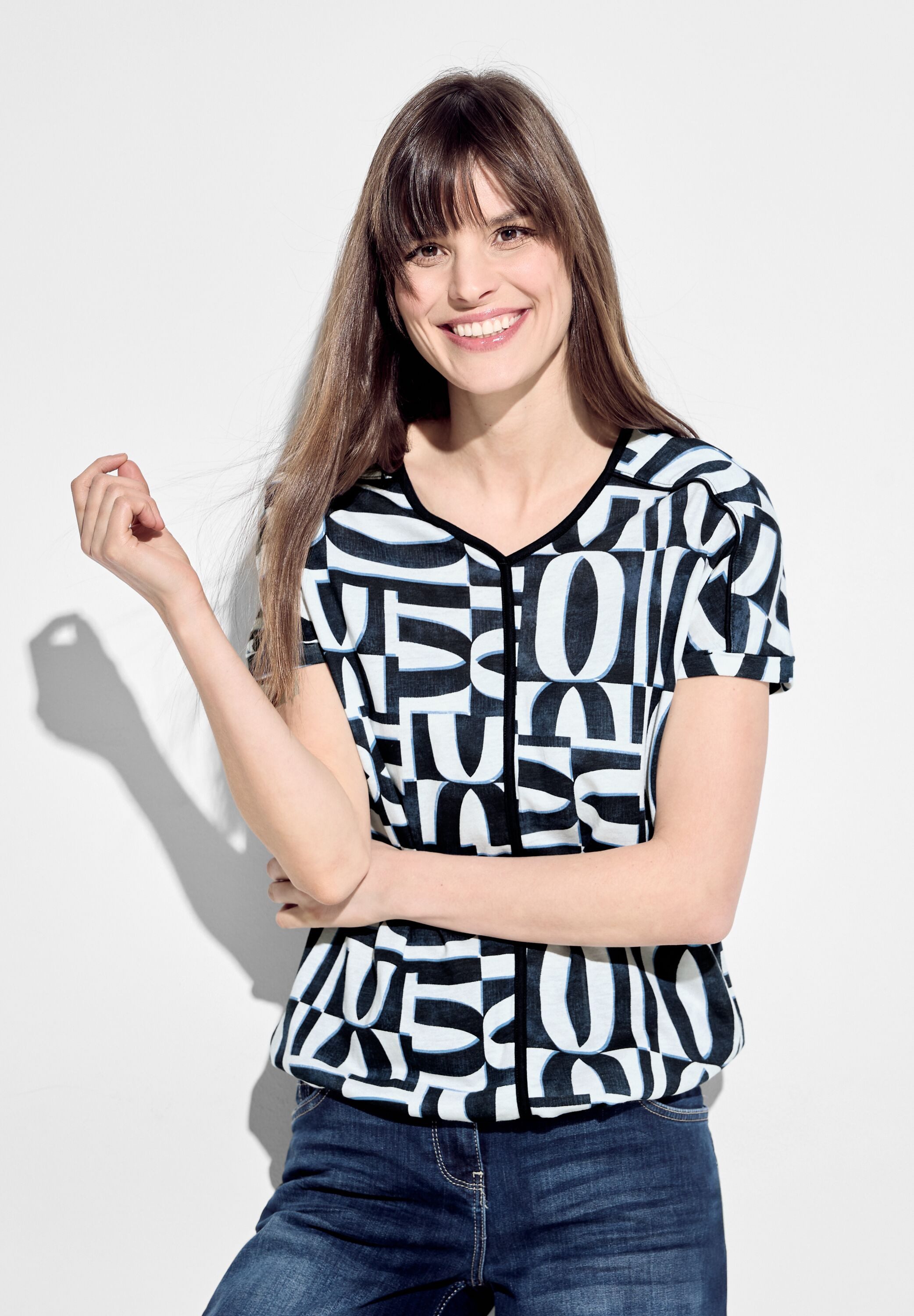 CECIL Tunikashirt mit Gummizug im Bund