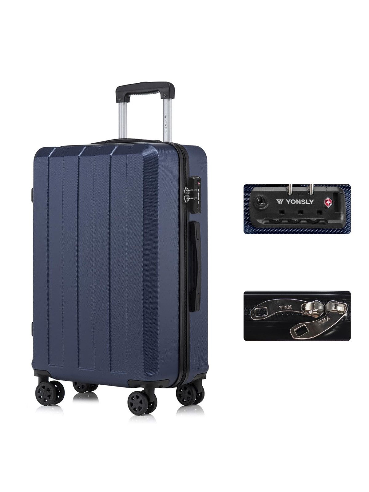 YONSLY Hartschalen-Trolley Premium Hartschalen-Reisekoffer, 4 Rollen, TSA-Schloss, YKK-Reißverschluss, austauschbare Rollen/Griffe