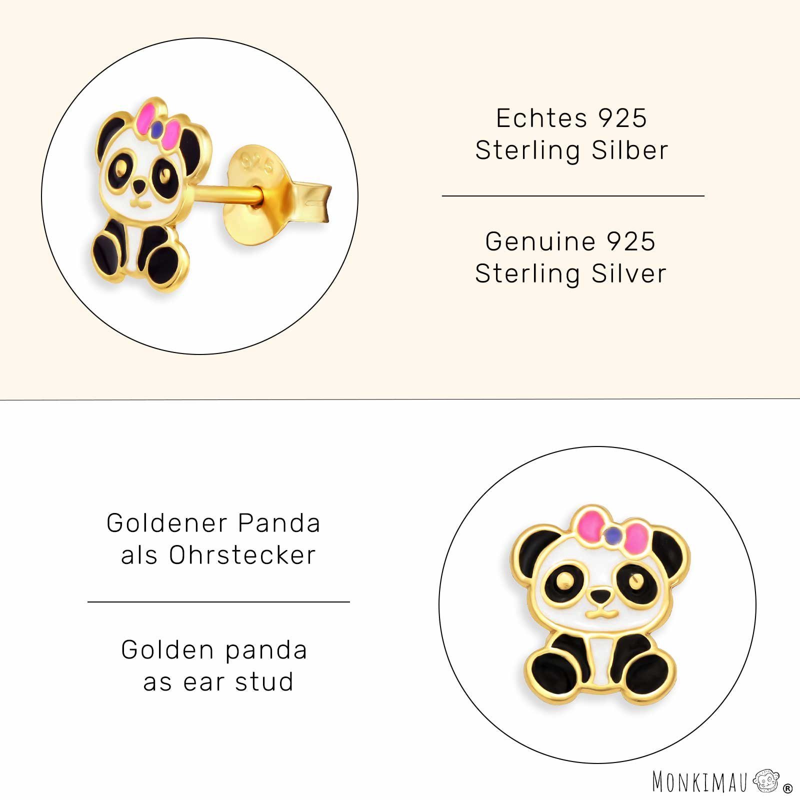 (Packung) Ohrringe Ohrstecker Schmuck Gold Silber Paar Panda Ohrstecker Monkimau