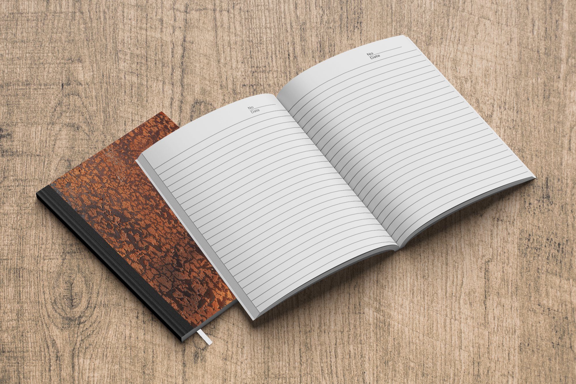 Notizheft, Journal, Orange - Notizbuch Rost - - Merkzettel, Seiten, Struktur, Haushaltsbuch Tagebuch, - MuchoWow Muster Metall 98 A5, - Braun