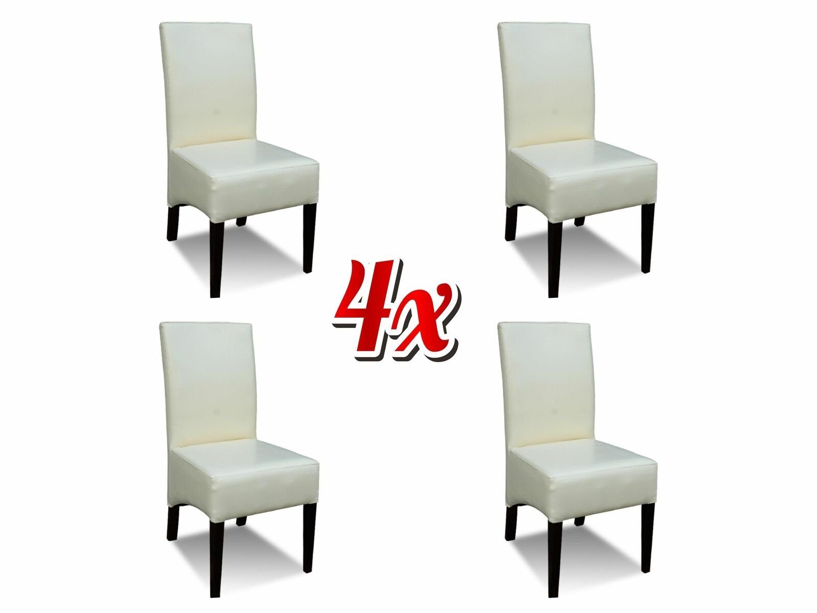 JVmoebel Stuhl, Weiß Sessel 4x Luxus Esszimmer Holz Stuhl Klassischer Sitz Stühle Massiv Modern