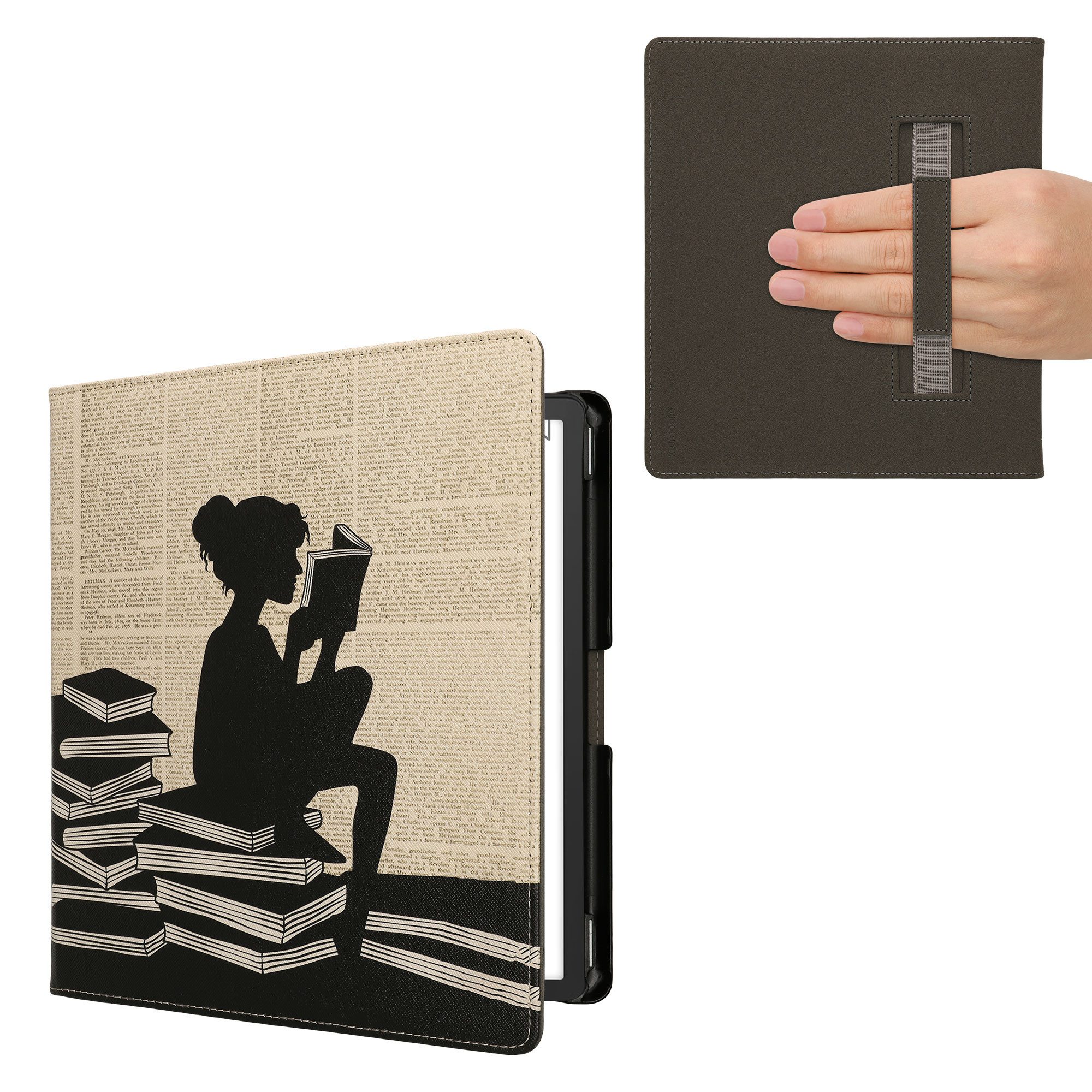kwmobile E-Reader-Hülle Schutzhülle für Amazon Kindle Scribe (2022/2024) Hülle, eReader Flip Case mit Handschlaufe und Auto Sleep Funktion