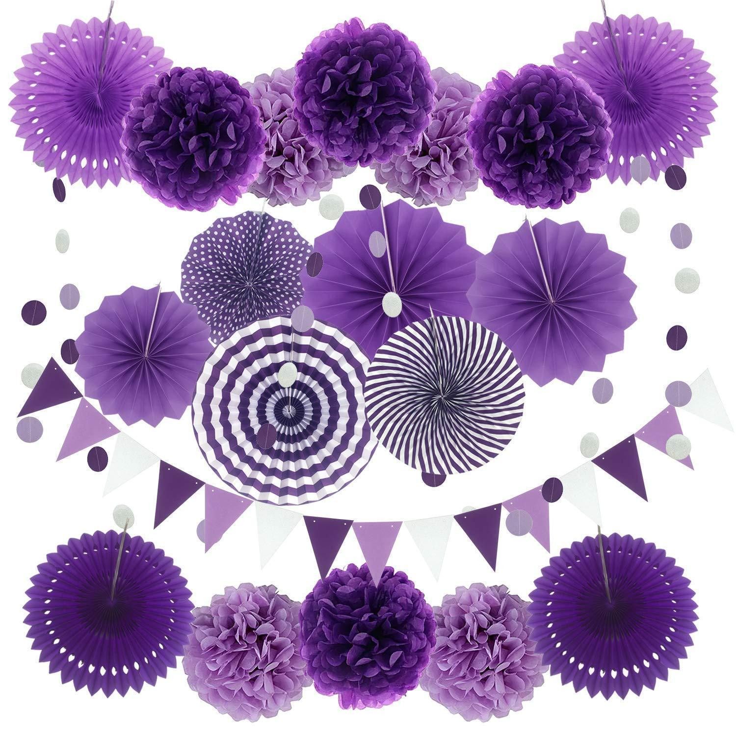 LuxusKollektion Girlande Partydeko Set Violett 21tlg.
