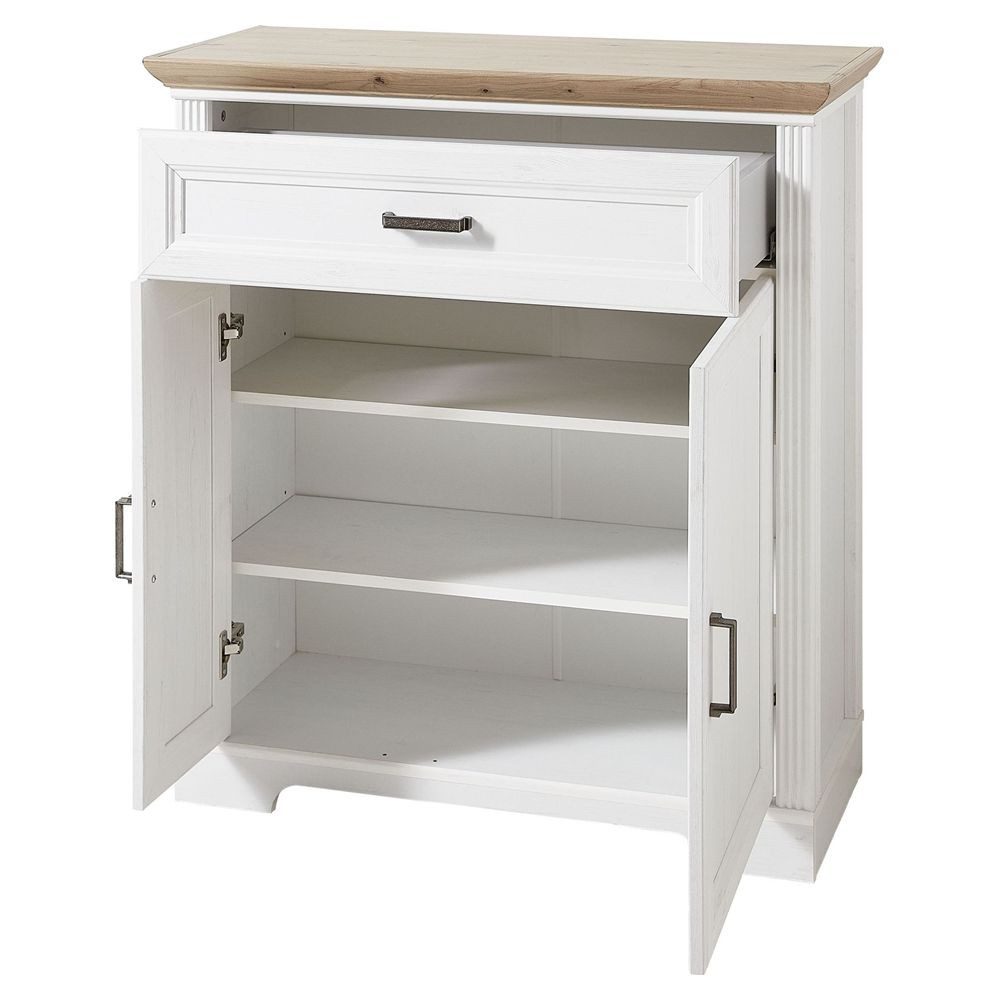 Lomadox Schuhschrank JÜLICH-36 Landhaus in Pinie weiß mit Artisan Eiche, B/H/T: 93/102/41 cm