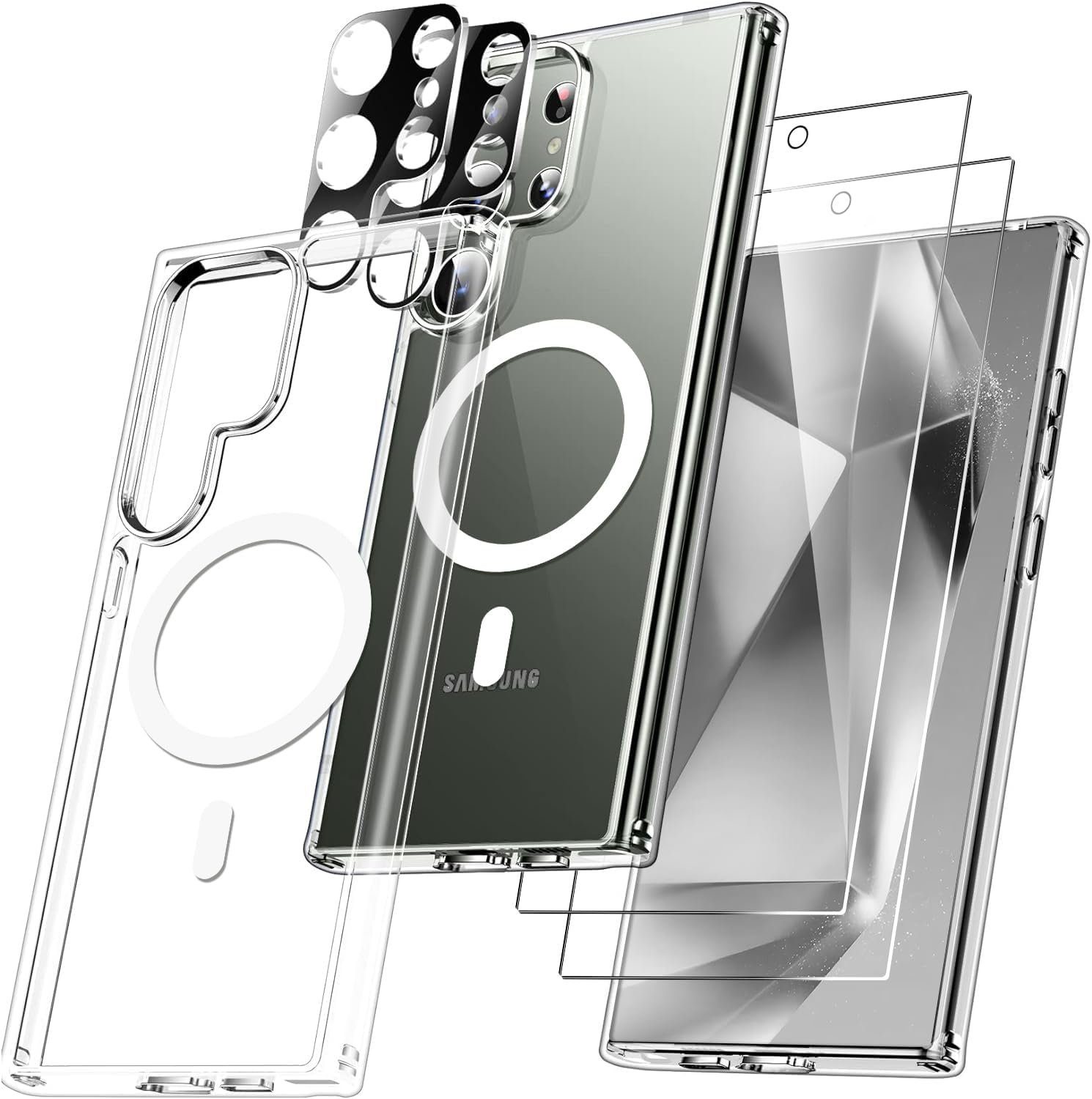 MSM Displayschutzglas 5in1 Hülle für Samsung Galaxy S24 Ultra Schutzglas + Kameraglas