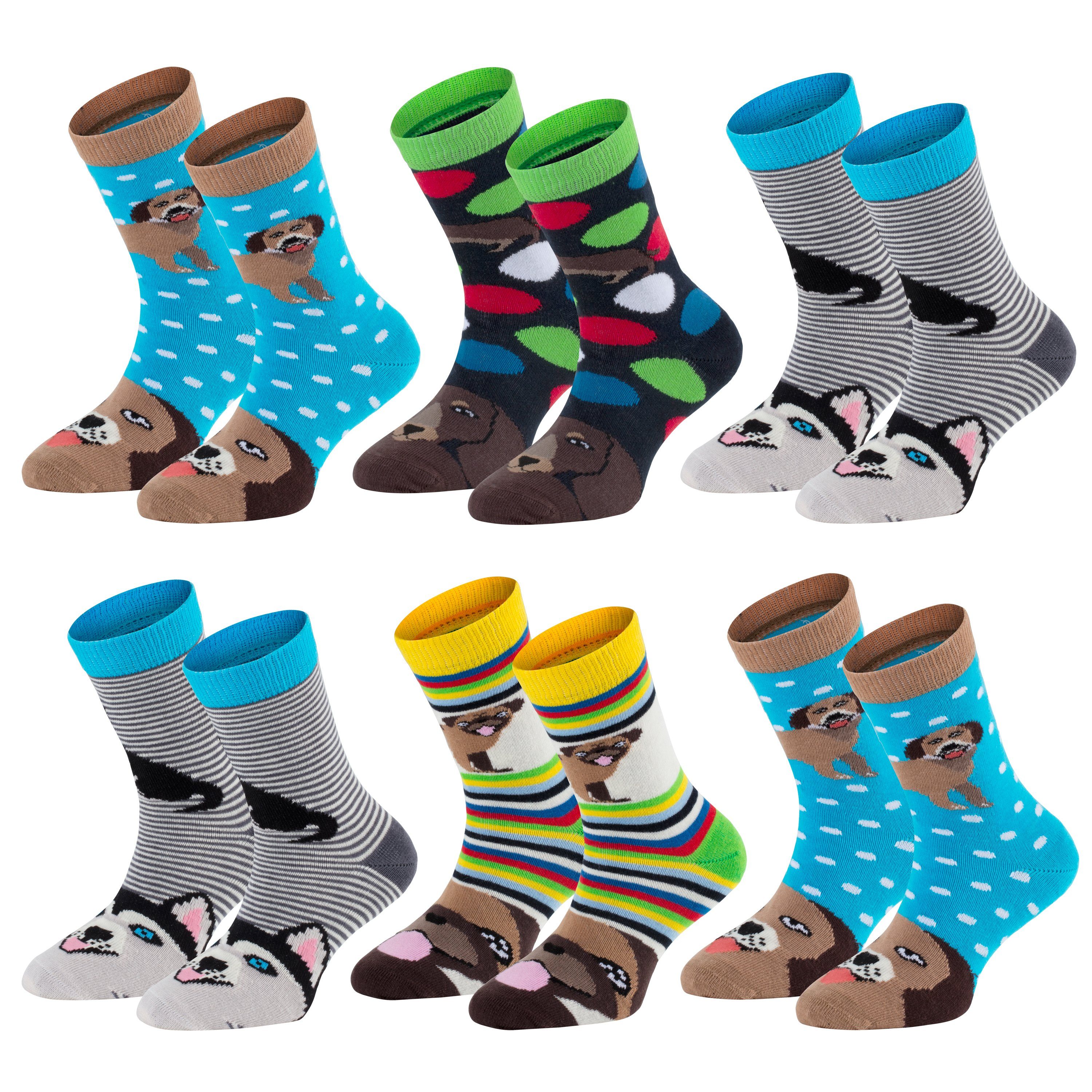 TippTexx 24 Socken 6 Paar bunte Kindersocken, sanfte Baumwolle, für Mädchen & Jungen (6 Paar) handgekettelte, weiche Naht