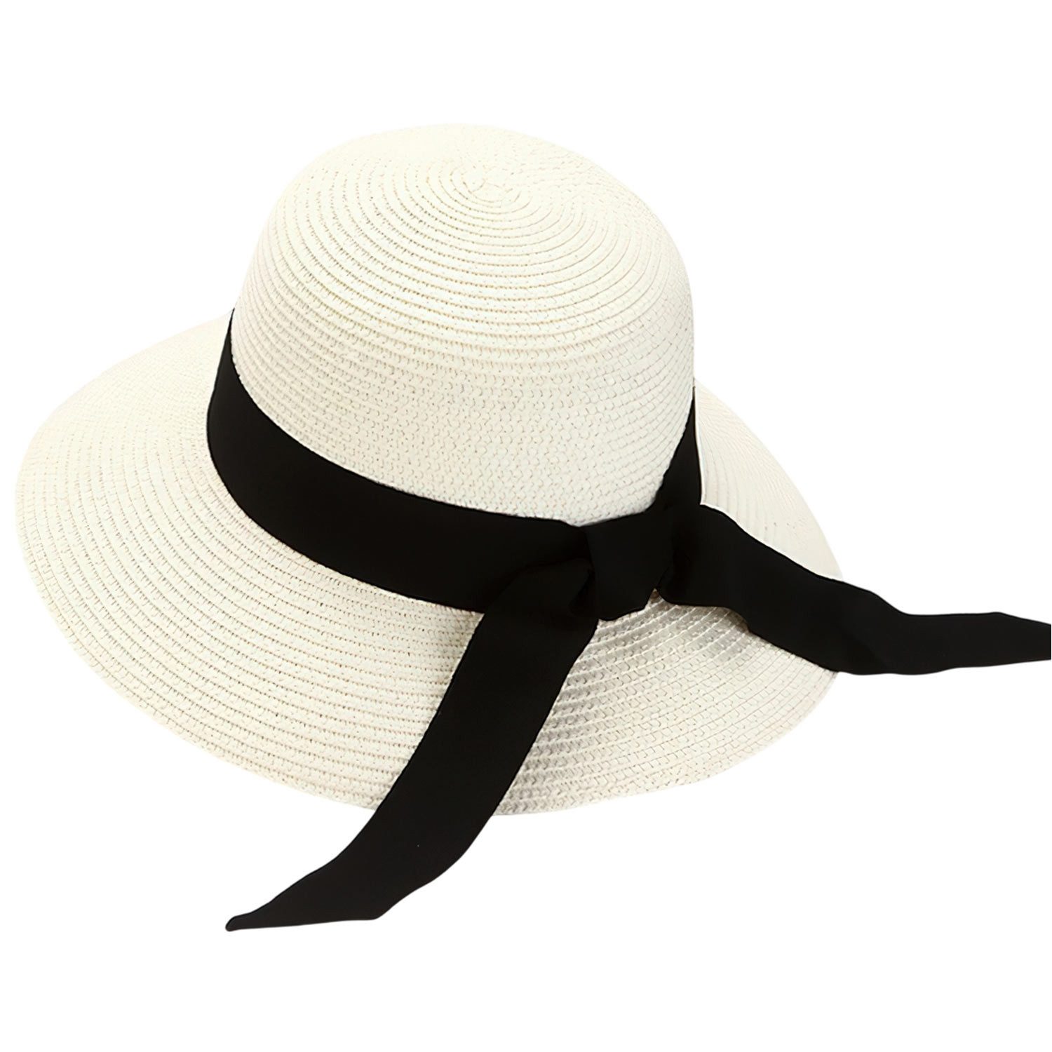 Refttenw Strohhut Damen Sonnenhut mit Verstellbares Kinnband, faltbarer Strandhut Sonnenschutz & Atmungsaktiv – ideal für Reisen & Strand