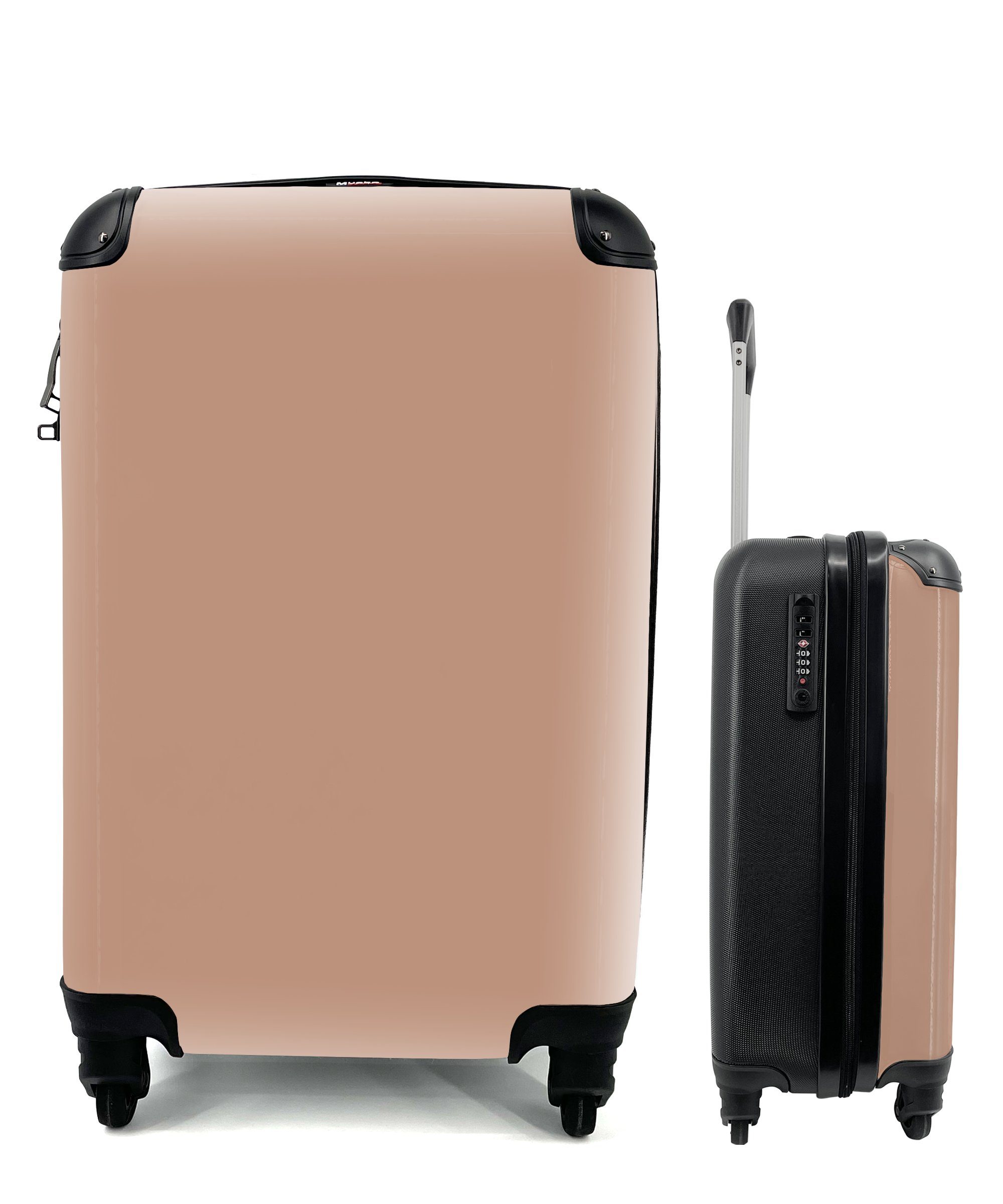 MuchoWow Handgepäckkoffer Beige - Farbe - Rosa, 4 Rollen, Reisetasche mit rollen, Handgepäck für Ferien, Trolley, Reisekoffer