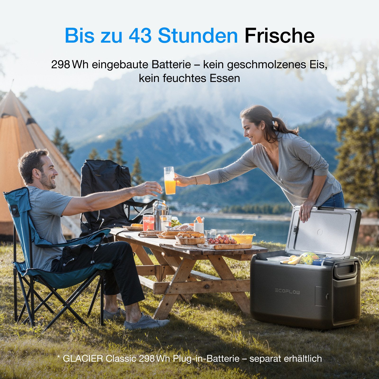 Ecoflow Kühlbox EcoFlow GLACIER Tragbare Kühl- und Gefrierbox, 35L / 45L / 55L, App-gesteuerter Kühlbox, für Camping, Roadtrips und Angeln