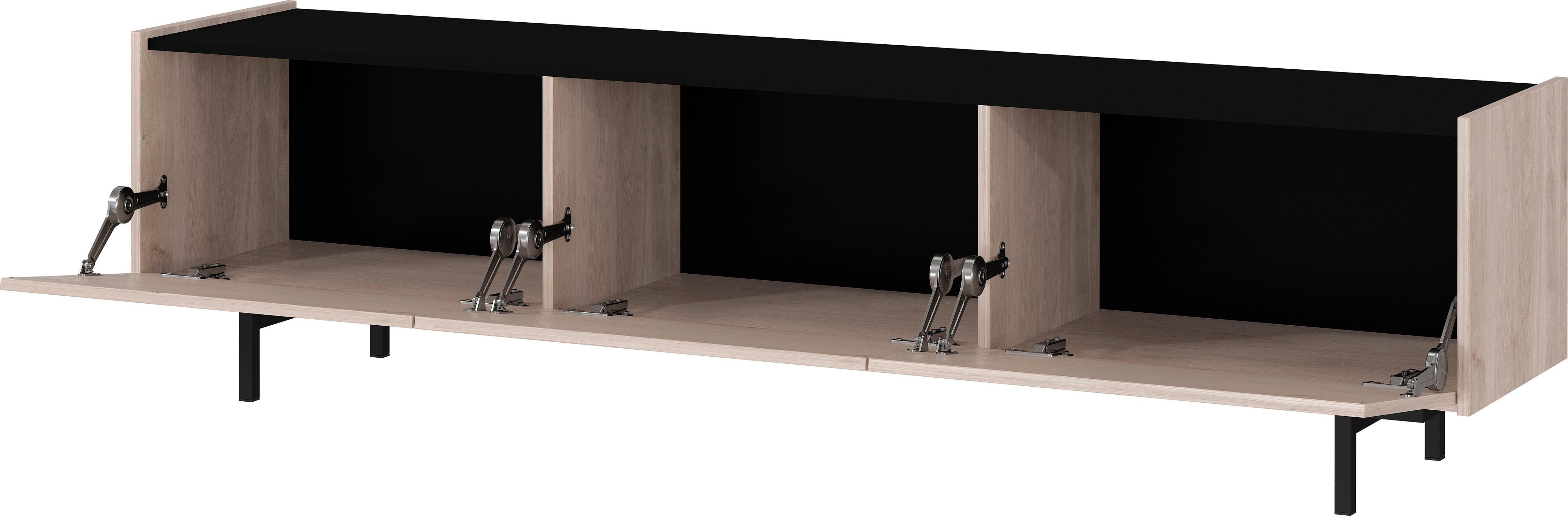 Sideboard, griffloses (Set, mit Highboard, Design Cantoria, Wohnzimmer-Set 3-St), GERMANIA Lowboard,