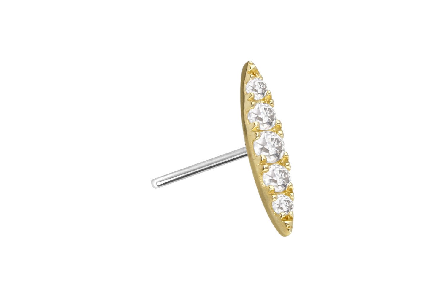 Piercing-Set 14 Karat Gold Aufsatz mit Titan Push Pin MOISSANIT-OVAL