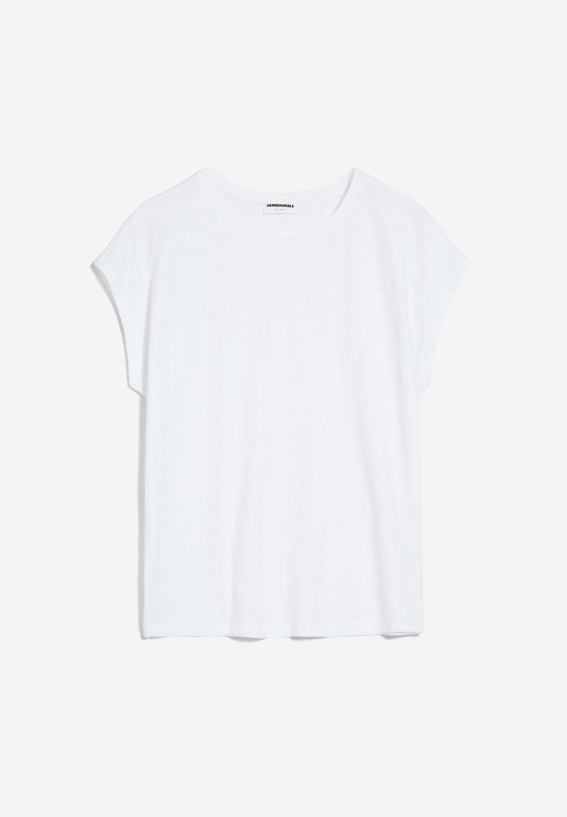 white Fit aus T-Shirt Armedangels Loose Keine Bio-Baumwolle (1-tlg) ONELIAA Damen T-Shirt Details