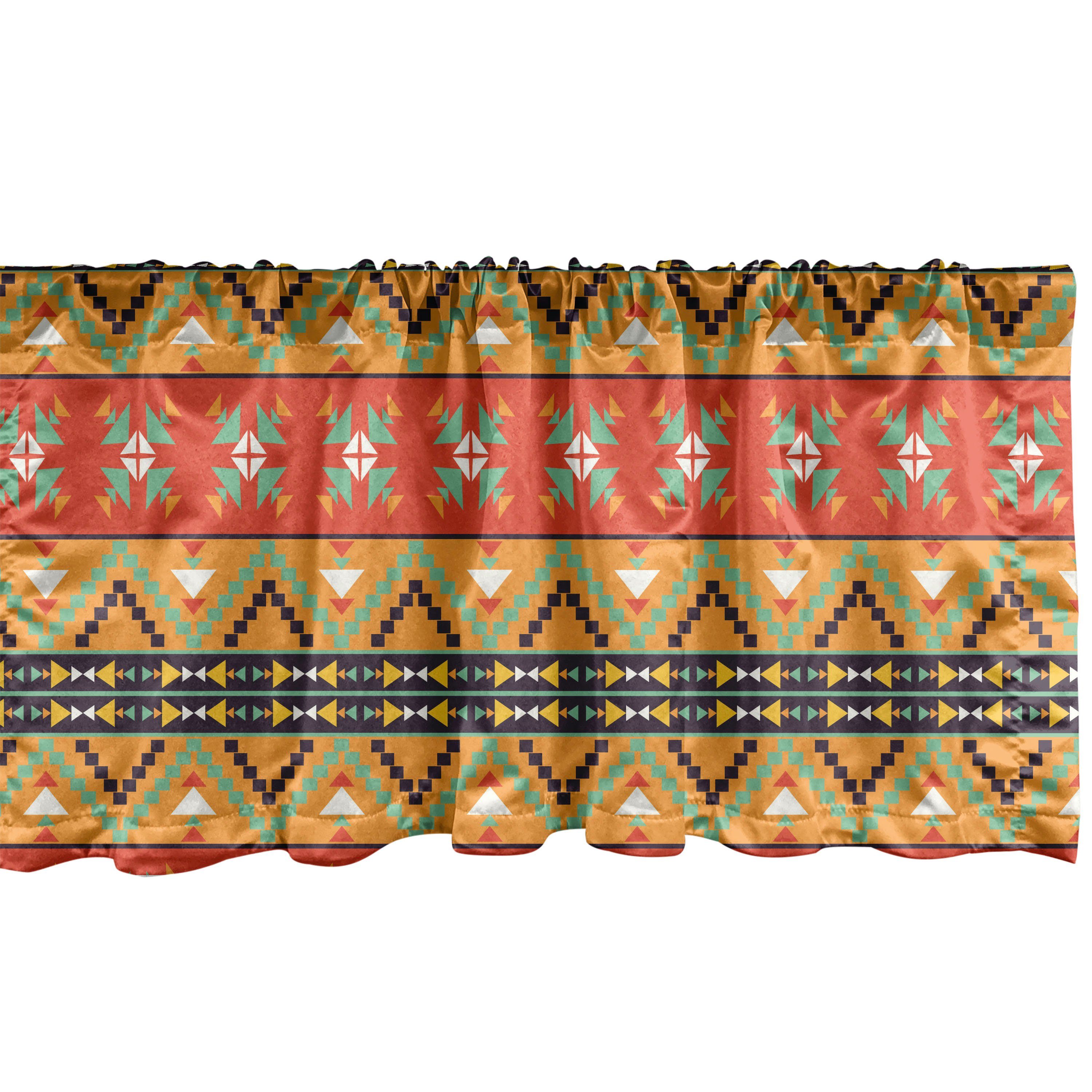 Scheibengardine Vorhang Volant für Küche Schlafzimmer Dekor mit Stangentasche, Abakuhaus, Microfaser, Abstrakt Tribal Aztec Motive