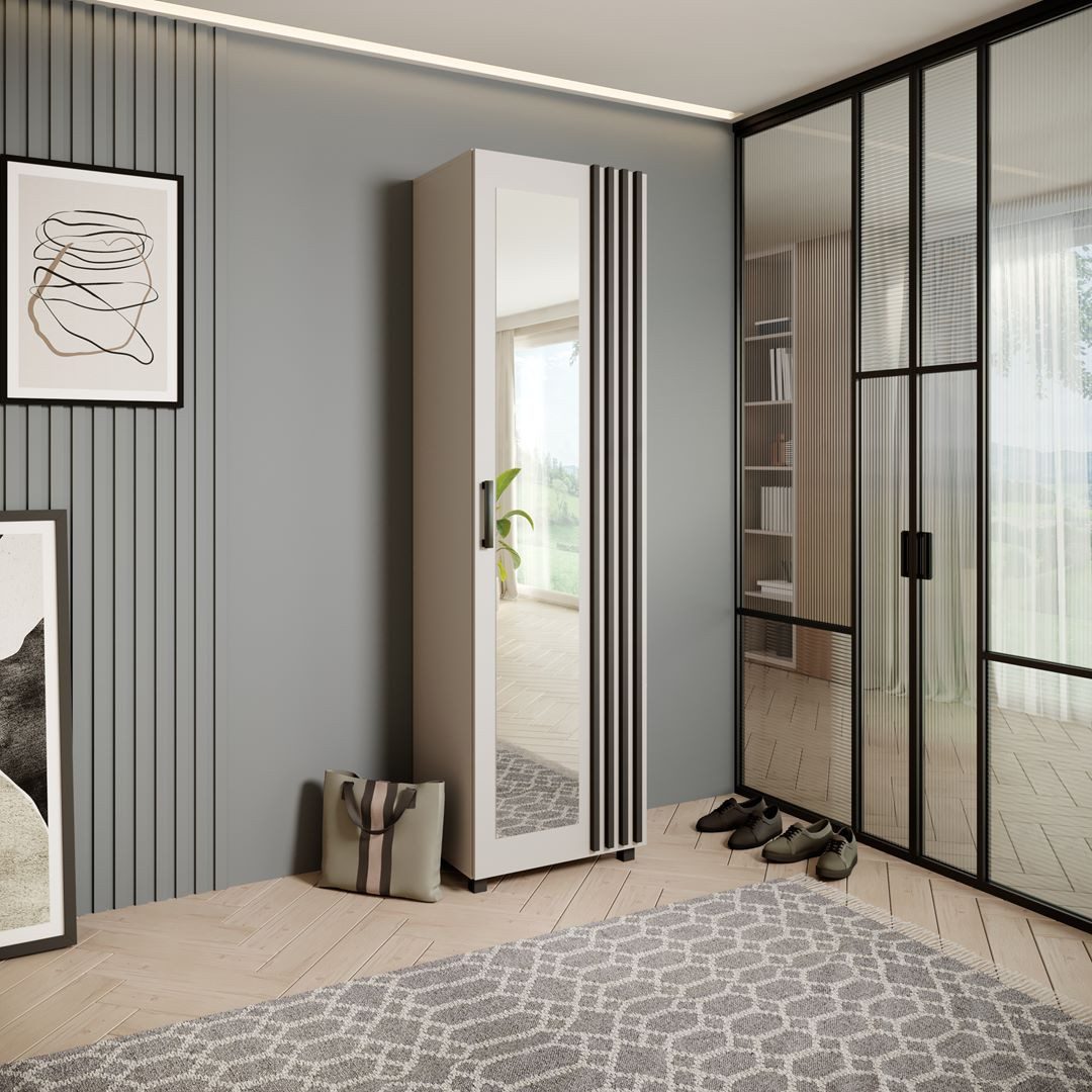 Beautysofa Garderobenschrank mit Tür und Spiegel LIVIA günstig online kaufen