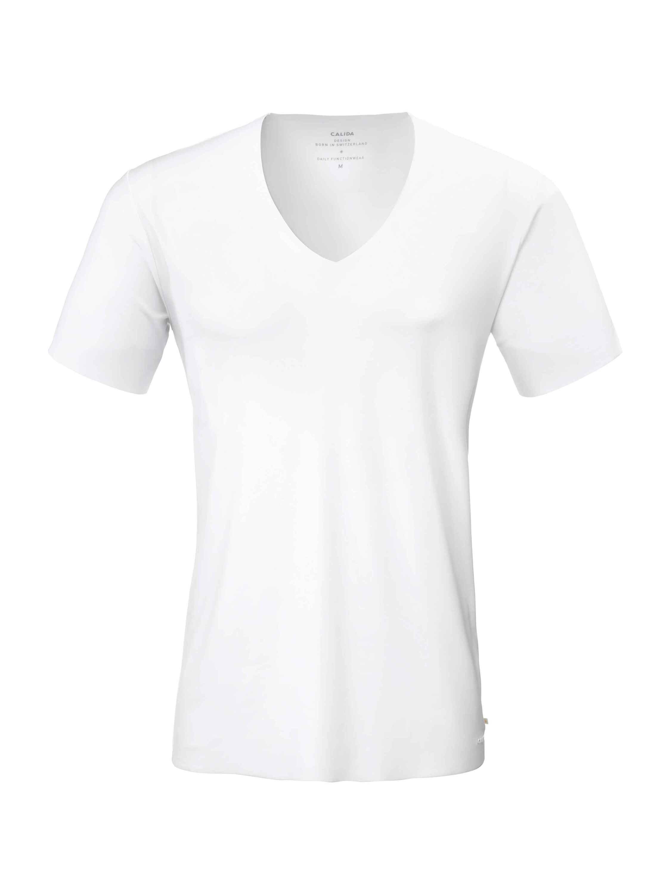 Kurzarm-Shirt, (1-St) V-Neck CALIDA weiss Unterziehshirt