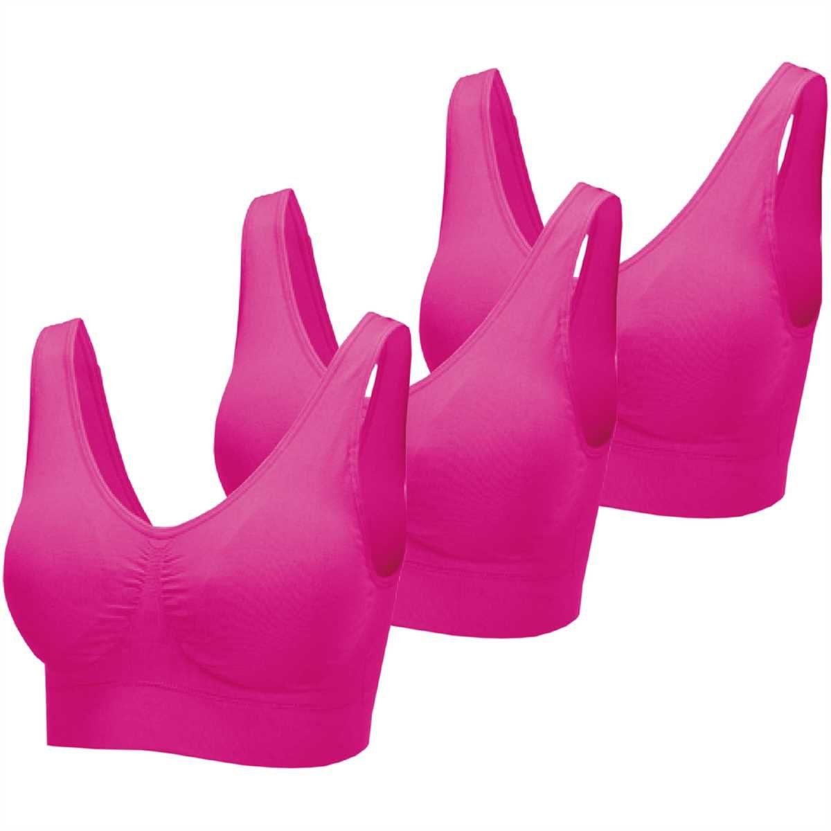 Bestlivings T-Shirt-BH (Spar-Set, 3-tlg., 3 Stück) Damen Basic Wohlfühl BH - 3er Pack - "mit Polster" Sport BH Bralette - ohne Bügel - Nahtloser Gepolsterter Bra Top Pink