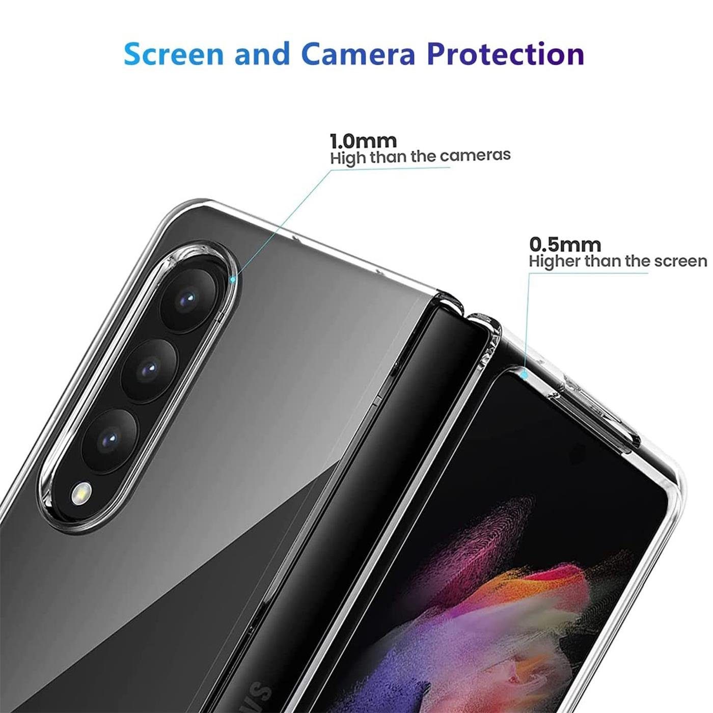 CoolGadget Handyhülle Transparent Ultra Slim Case für Samsung Galaxy Z Fold 3 7,6 Zoll, Silikon Hülle Dünne Schutzhülle für Samsung Z Fold 3 5G Hülle