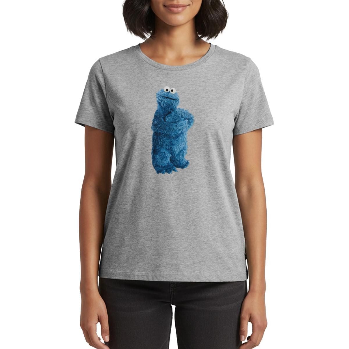 Spreadshirt T-Shirt Sesamstraße Krümelmonster Pose Frauen Premium T-Shirt (1-tlg)