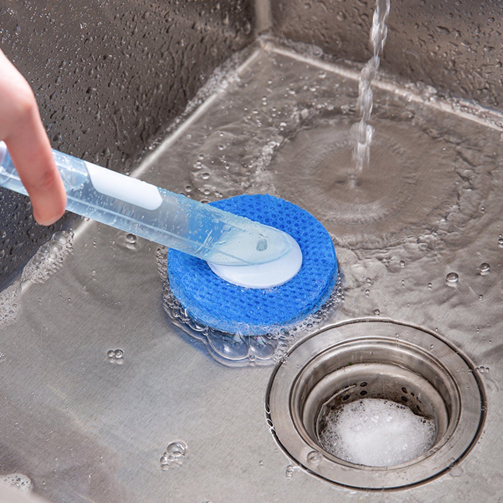 Popubear Reinigungsbürste/Spülbürste Reinigungsbürste Blau mit Spülmittelspender
