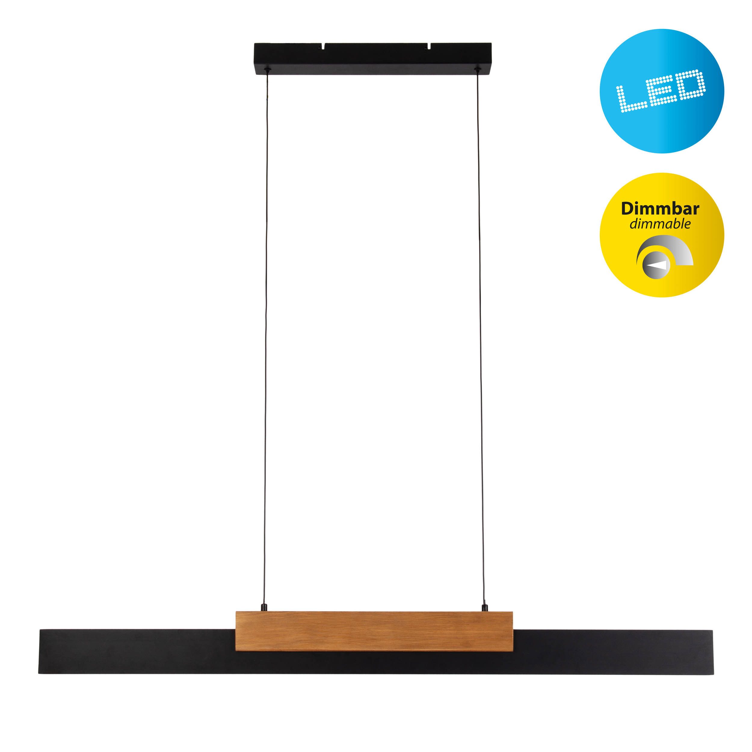näve LED Pendelleuchte Wiebke, Dimmfunktion, Memoryfunktion, LED wechselbar, Warmweiß, mit Holz, dimmbar per Wandschalter, Memoryfunktion, …