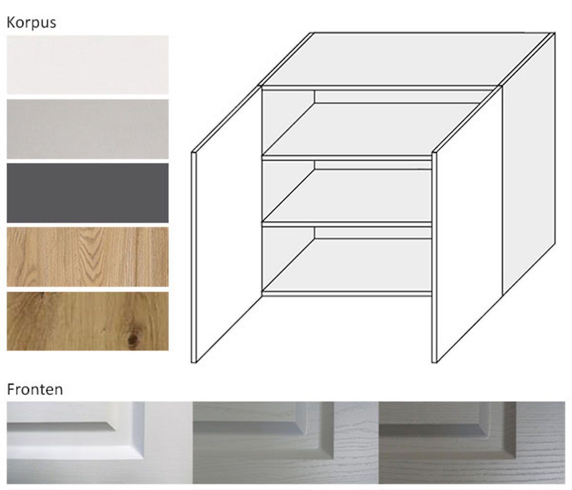 Feldmann-Wohnen Klapphängeschrank Elbing light Front- Korpusfarbe grey 2-türig 2 stone und mit 90cm Einlegeböden (Elbing) wählbar