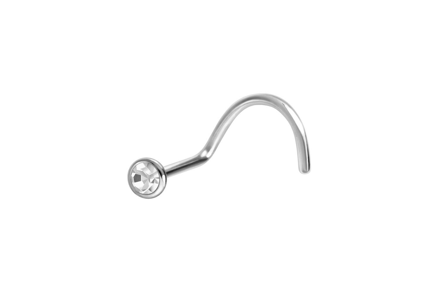 PIERCINGLINE Nasenpiercing Titan Nasenstecker Spirale FLACHER KRISTALL (Nasenstecker, 1-tlg)
