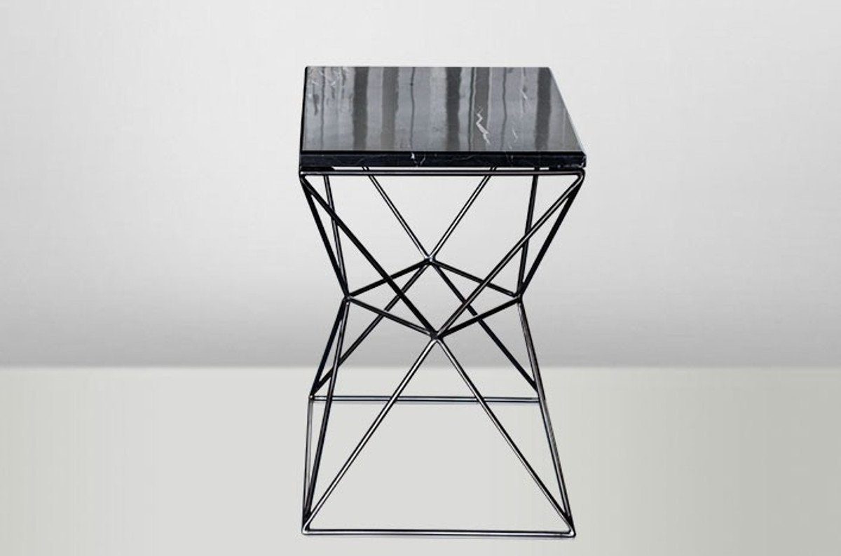 Casa Padrino Beistelltisch Art Deco Beistelltisch Schwarz Metall / Marmor 35 x 35 cm- Jugendstil Tisch - Möbel Blumentisch
