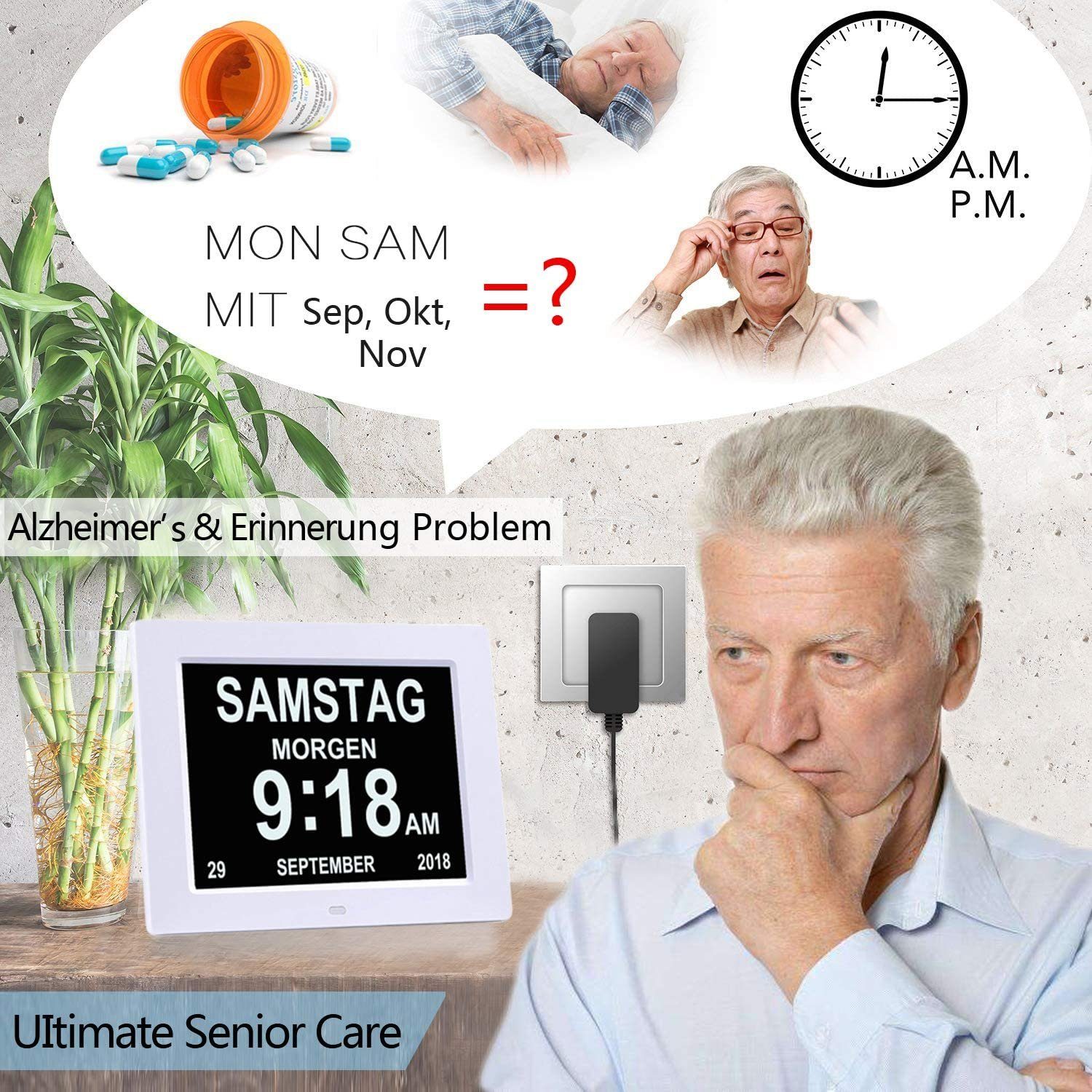 Seniorenuhr Digitaluhr und Zoll, Digitale Kalender GelldG Seniorenuhr 8