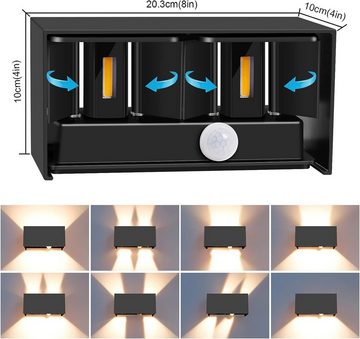 AKKEE Wandleuchte 20W LED Wandleuchte Innen/Aussen mit Bewegungsmelder 3000K Wandlampen, Warmweiß, Rechteckig Verstellbar Abstrahlwinkel Wandleuchten mit Bewegungsmelder