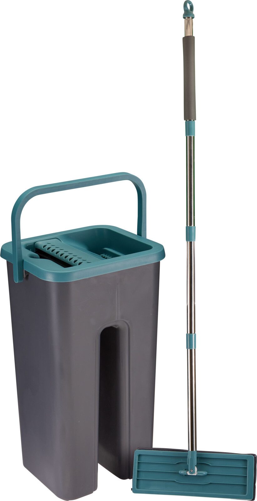 Koopman Bodenwischer-Set 7 Liter Klein 36x19 cm Eimer Single 2 Tlg., (1-St), Türkis / Grau, 2x 3,5L, Kunststoff, Teleskopstiel, bis max. 112cm