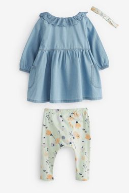 Next Erstausstattungspaket Besticktes Babykleid mit Leggings und Haarband (3-tlg)