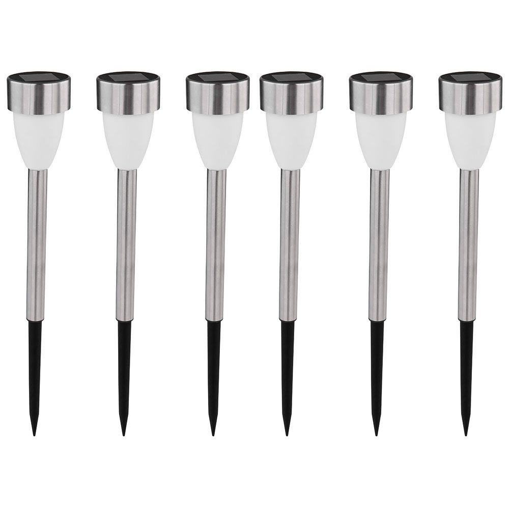 GLOBO LIGHTING LED Gartenleuchte, LED-Leuchtmittel fest verbaut, Warmweiß, LED Solarleuchten Außenleuchter Edelstahl Schalter 6er Set H 36,5 cm