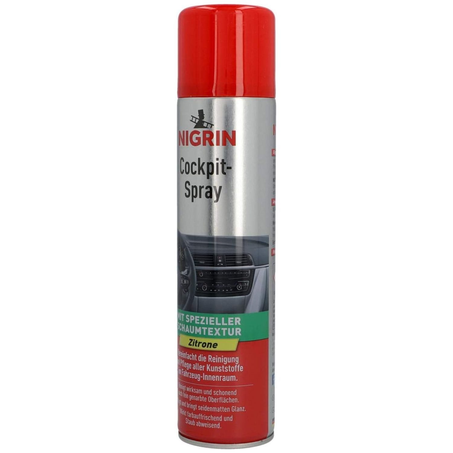 NIGRIN Cockpit-Spray Pfleger 400ml Zitrone Reinigung Cockpit-Reiniger (Reinigungsschaum Kunststoff-Pflege Cockpit-Reiniger Farbauffrischer)