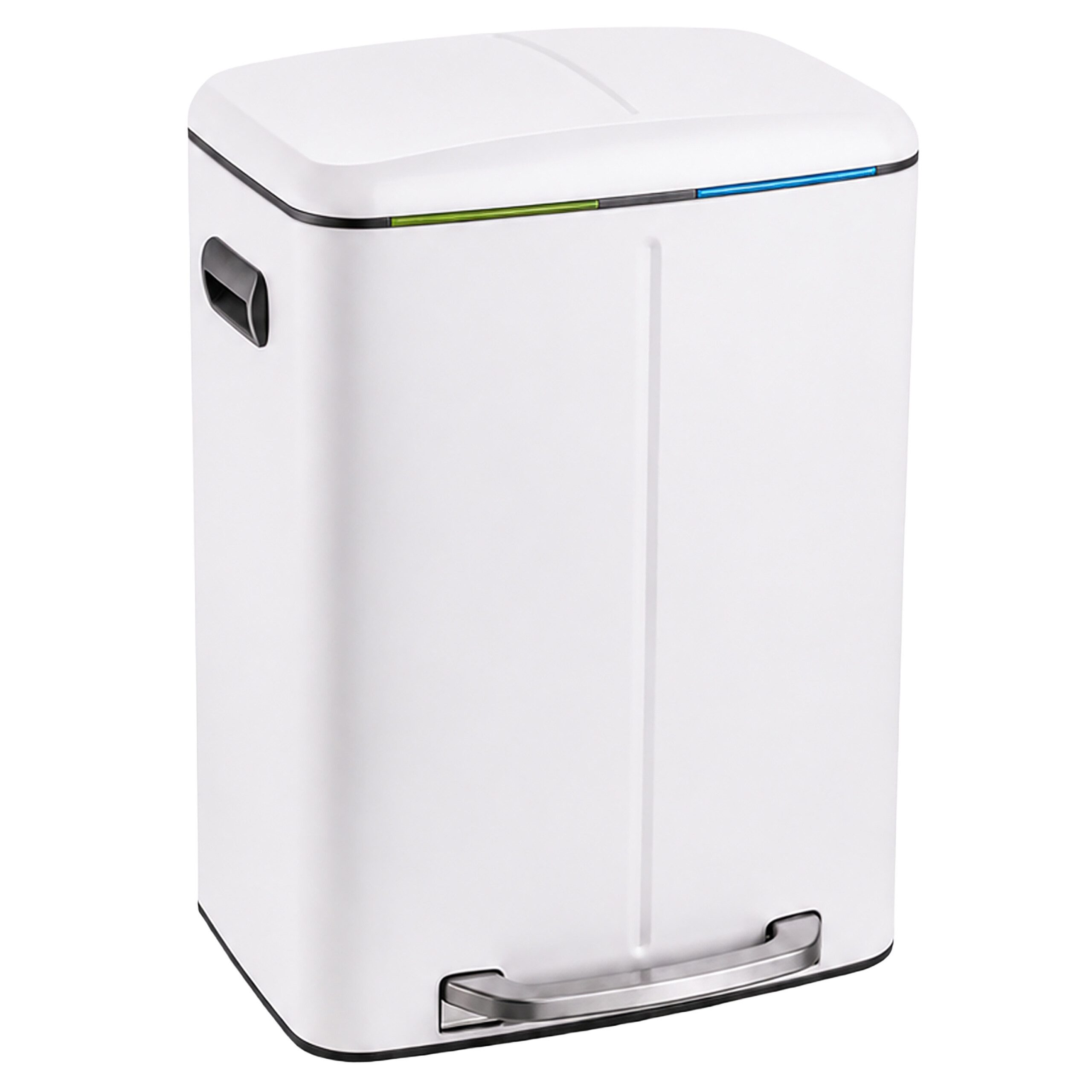 relaxdays Mülltrennsystem Mülleimer 2 Fächer 2x20 l, weiß
