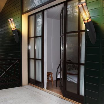 etc-shop Außen-Wandleuchte, Leuchtmittel inklusive, Warmweiß, Außenwandlampe mit Bewegungsmelder RGB LED Edelstahl Wandleuchte