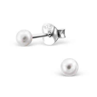BUNGSA Ohrstecker-Set Ohrstecker Perlen weiß aus 925 Silber Damen (1 Paar (2 Stück), 2-tlg), Ohrschmuck Ohrringe