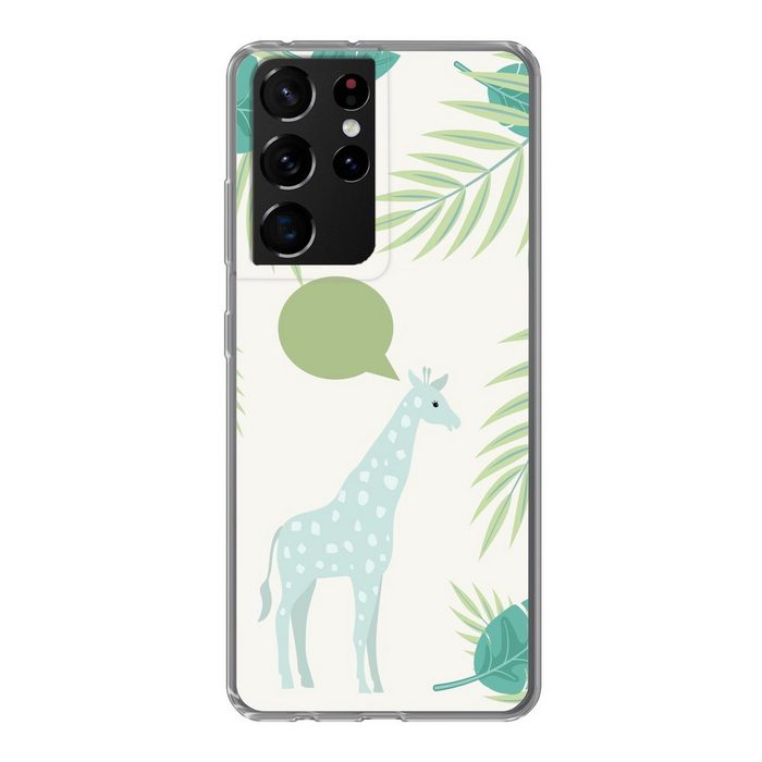 MuchoWow Handyhülle Illustration einer Giraffe in Pastellfarben Phone Case Handyhülle Samsung Galaxy S21 Ultra Silikon Schutzhülle