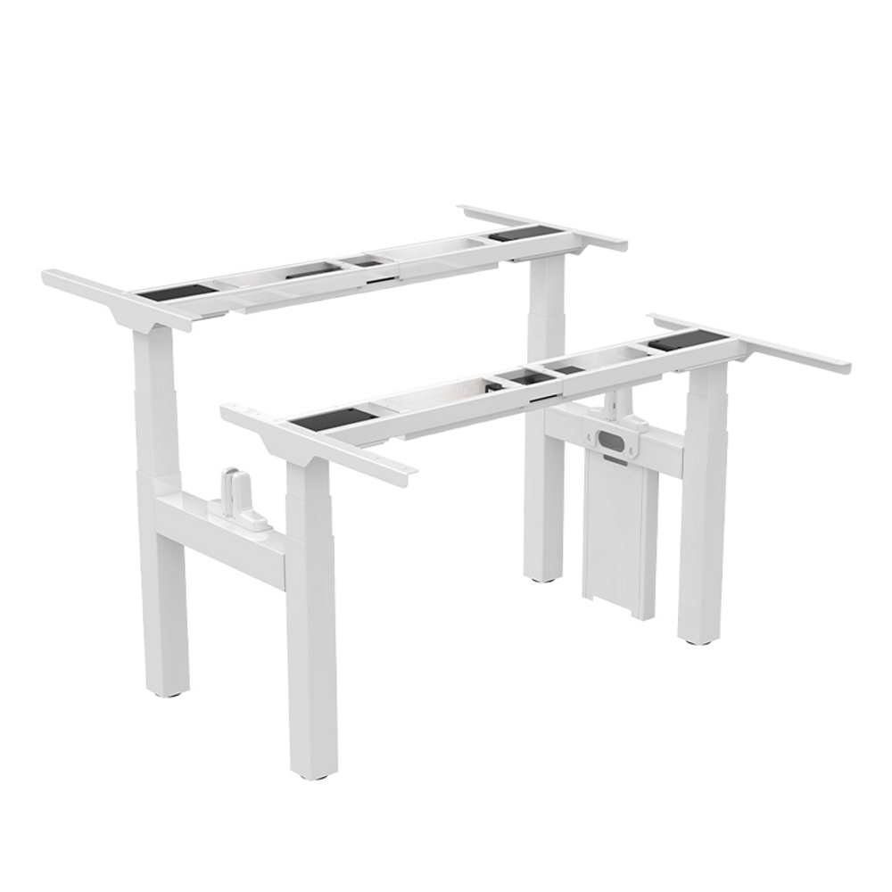 Natur24 Tischgestell Höhenverstellbares Schreibtischgestell für 2 Arbeitsplätze Weiß