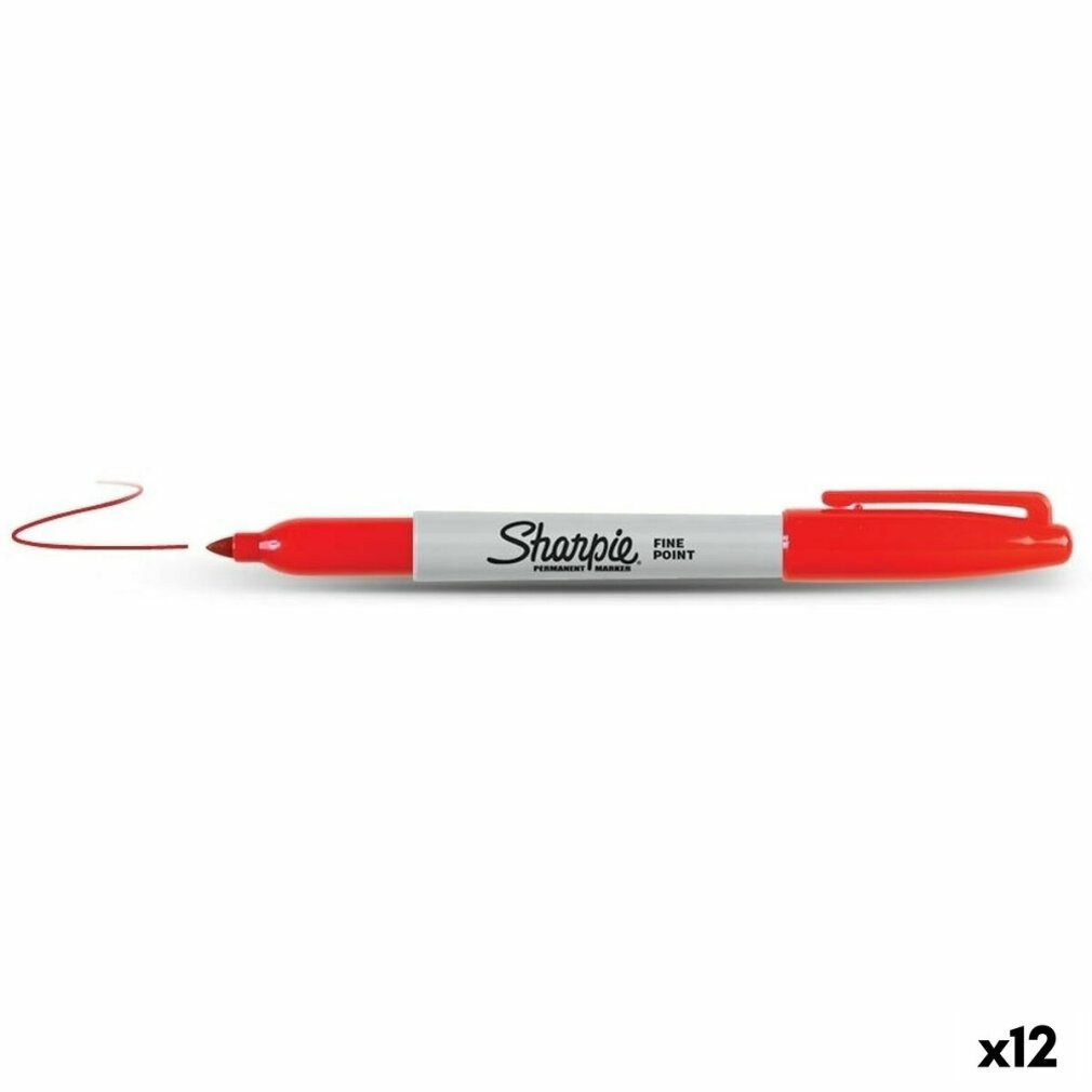 Sharpie Маркеры Dauermarker Fine Point Rot 12 Stück