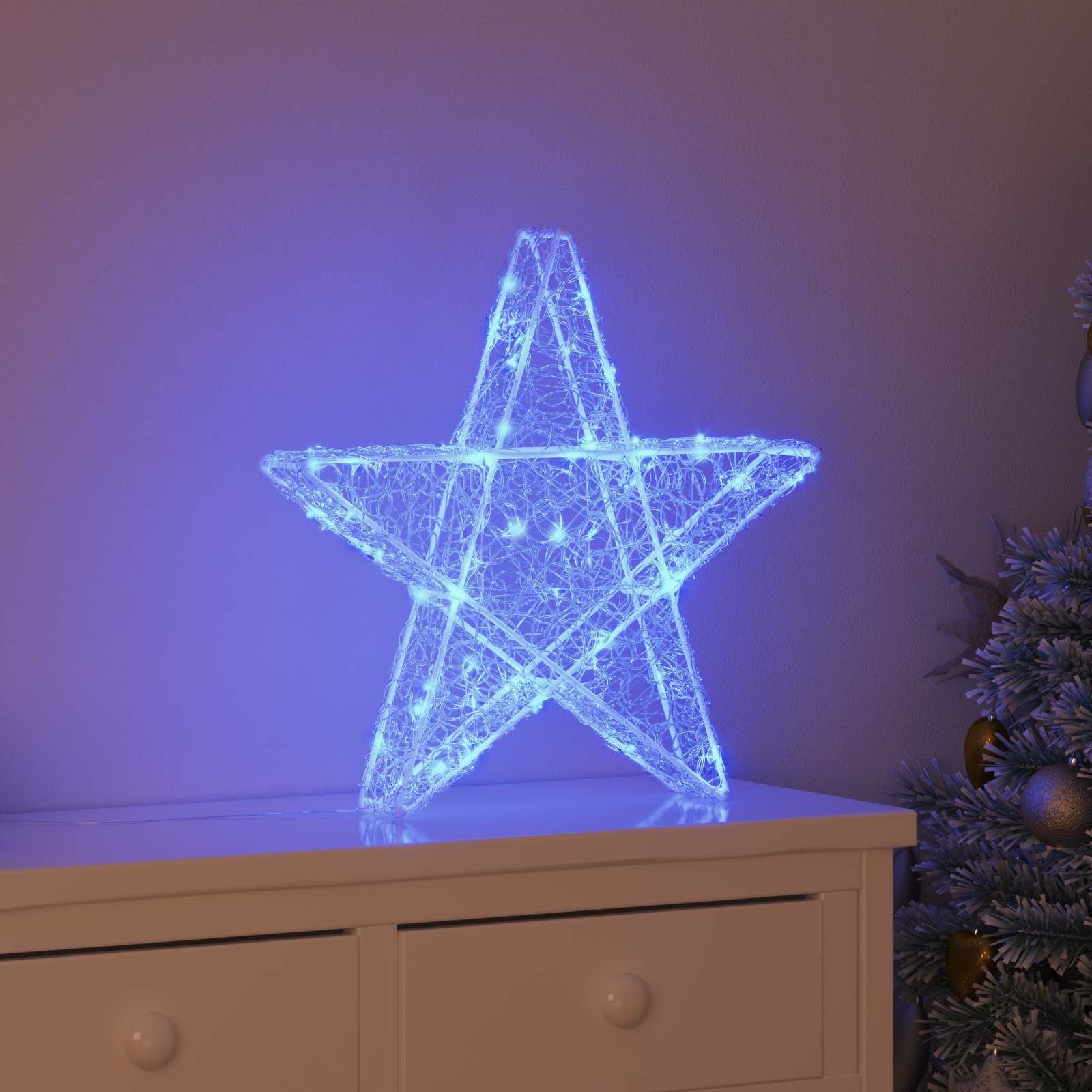 vidaXL Christbaumschmuck 3D Stern 50 LEDs Blau 55 x 53.5 x 10 cm Acryl (1-tlg)