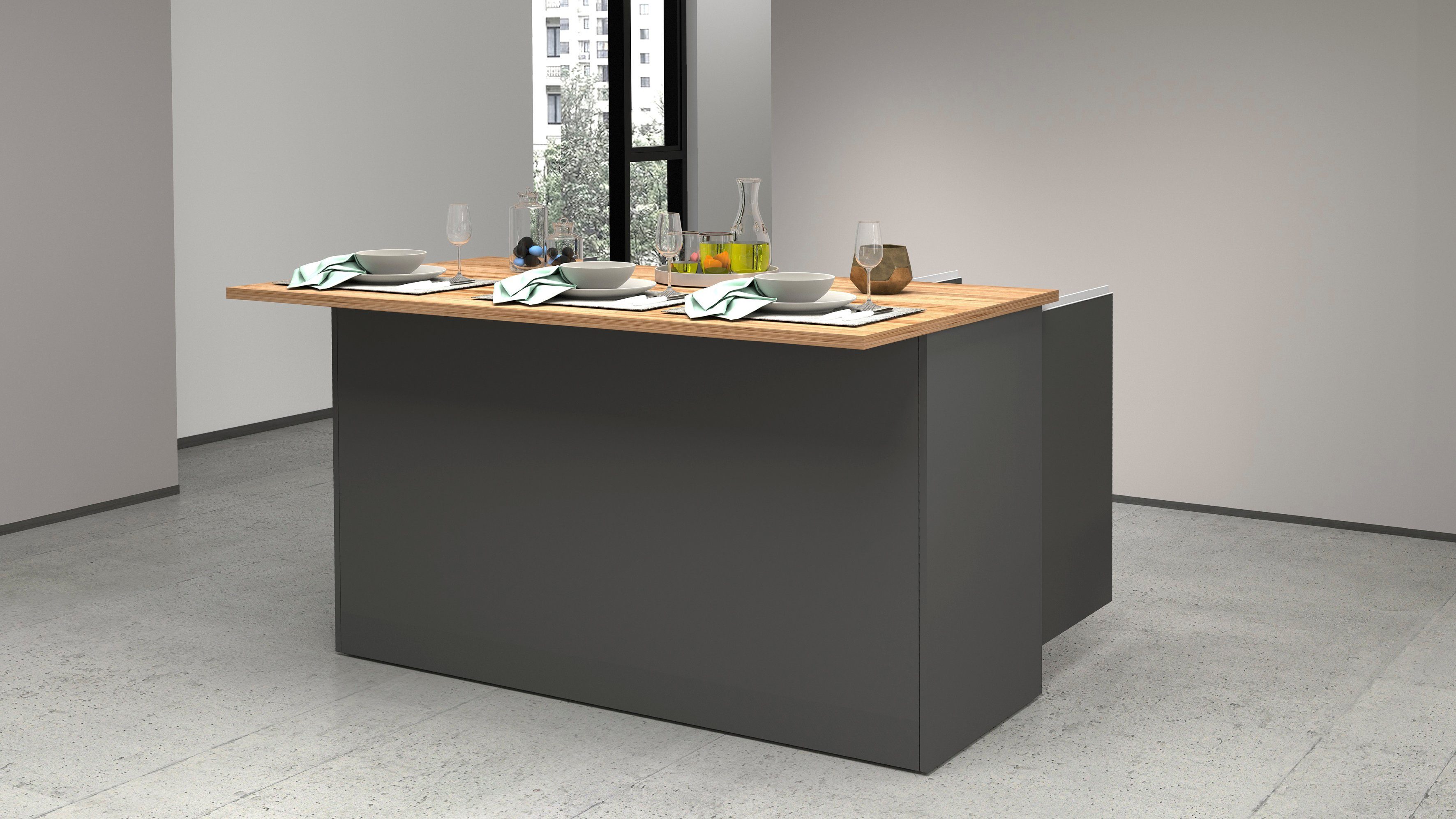 KOCHSTATION Kücheninsel KS-Sole, Kücheninsel, Breite 155 cm, 3 Türen