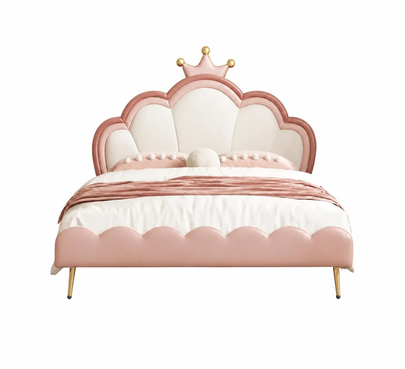 JVmoebel Kinderbett Rosa Kinderbett Leder Königinnenbett Prinzessinnenbett für Mädchen, Made in Europa