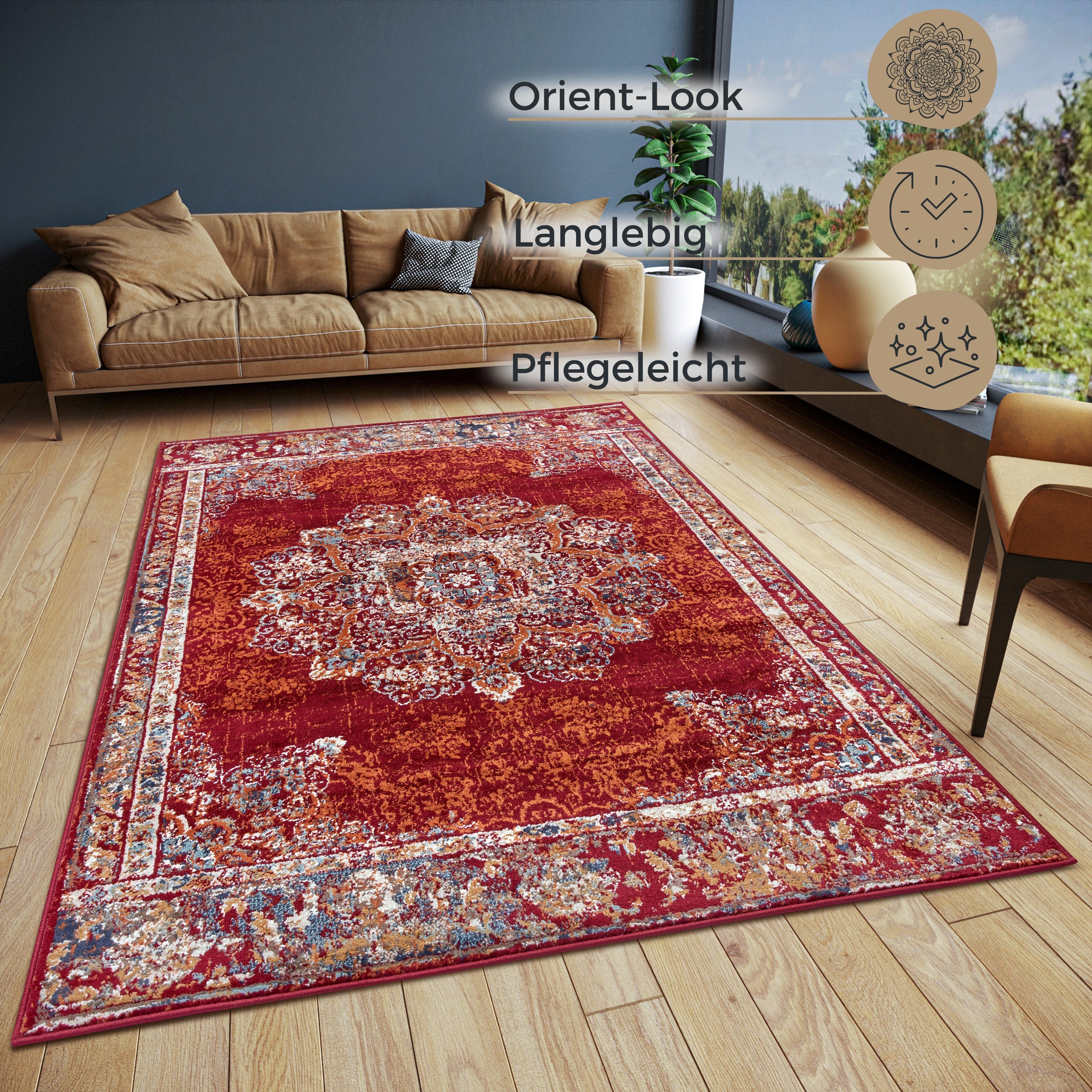 HANSE Home Teppich Maderno, rechteckig, Höhe: 8 mm, Läufer, Orientalisch, Kurzflor, Wohnzimmer, Schlafzimmer, Esszimmer