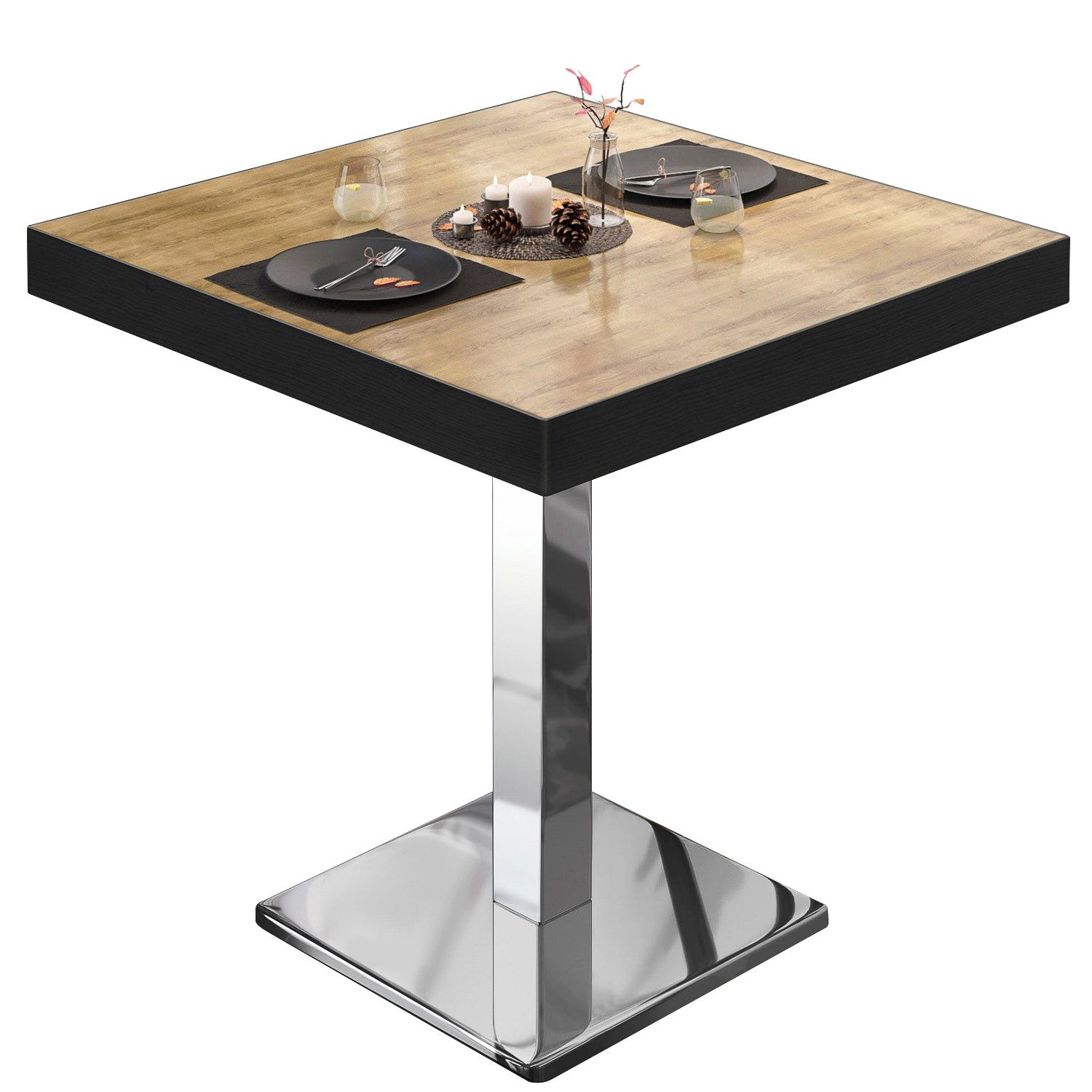 GGMMÖBEL Bistrotisch HPL Beschichtet (1 Stück), Quadratisch Innen Edle Optik/Hohe Tragkraft/Langlebig