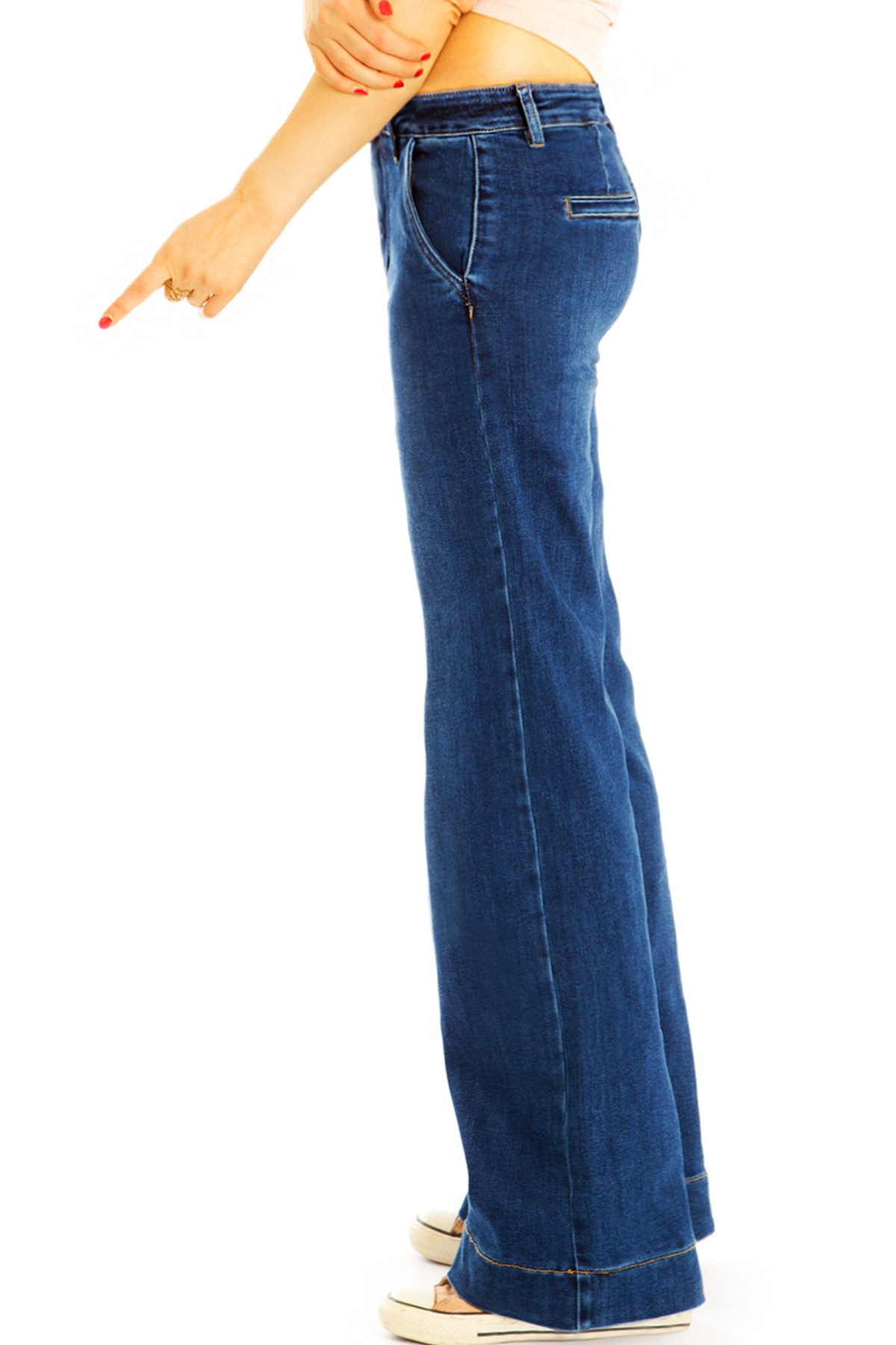 be styled Schlagjeans Medium waist Loose fit Bootcut Jeans dunkelblau - Damen - j45L-1 mit Stretch-Anteil – Bild 4 von 5