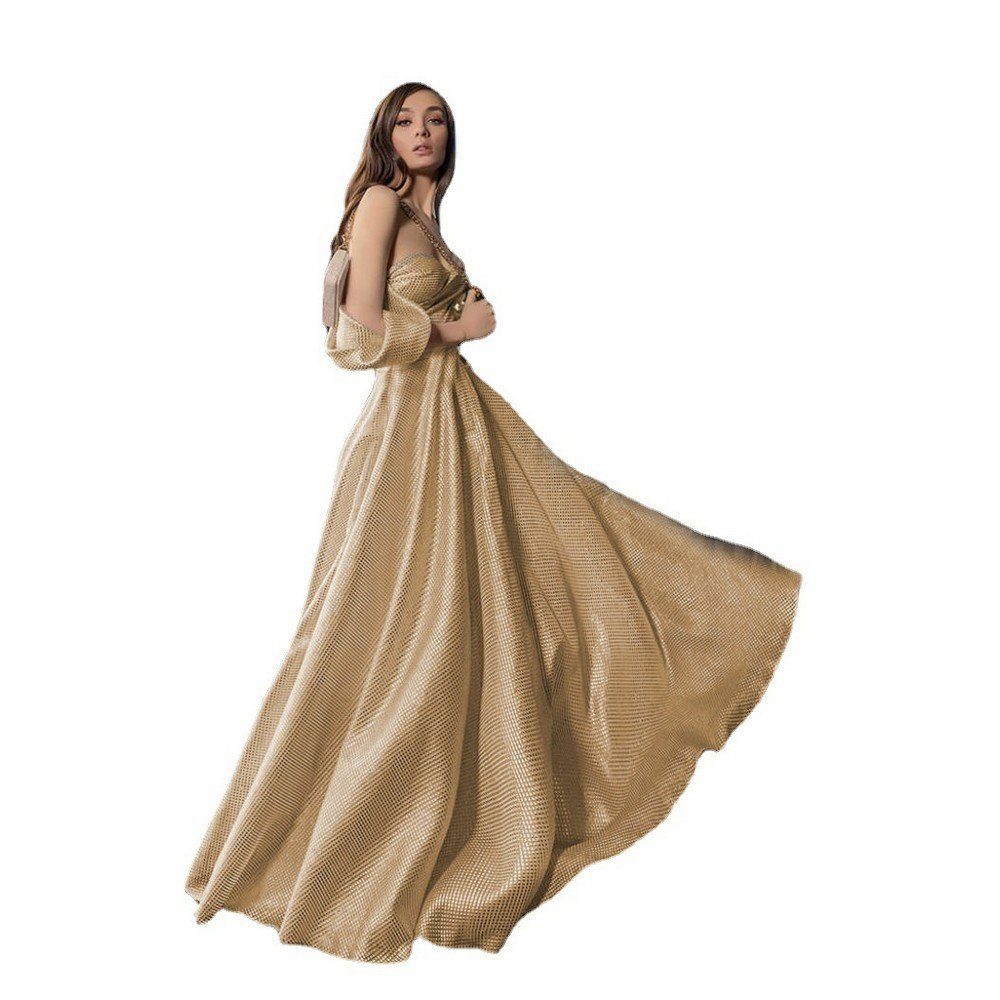Ping Bankette Tapferer Goldfarbene Damen-Abendkleider trägerlose Abendkleid für