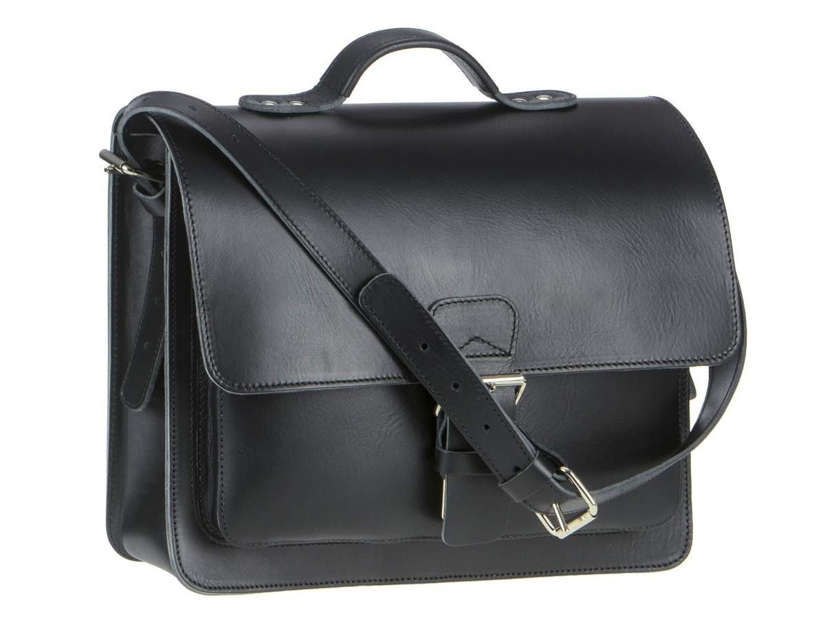 Ruitertassen Aktentasche Classic, 36 cm kleine Fach, rustikales schwarz Schultasche Lehrertasche, mit Leder 1