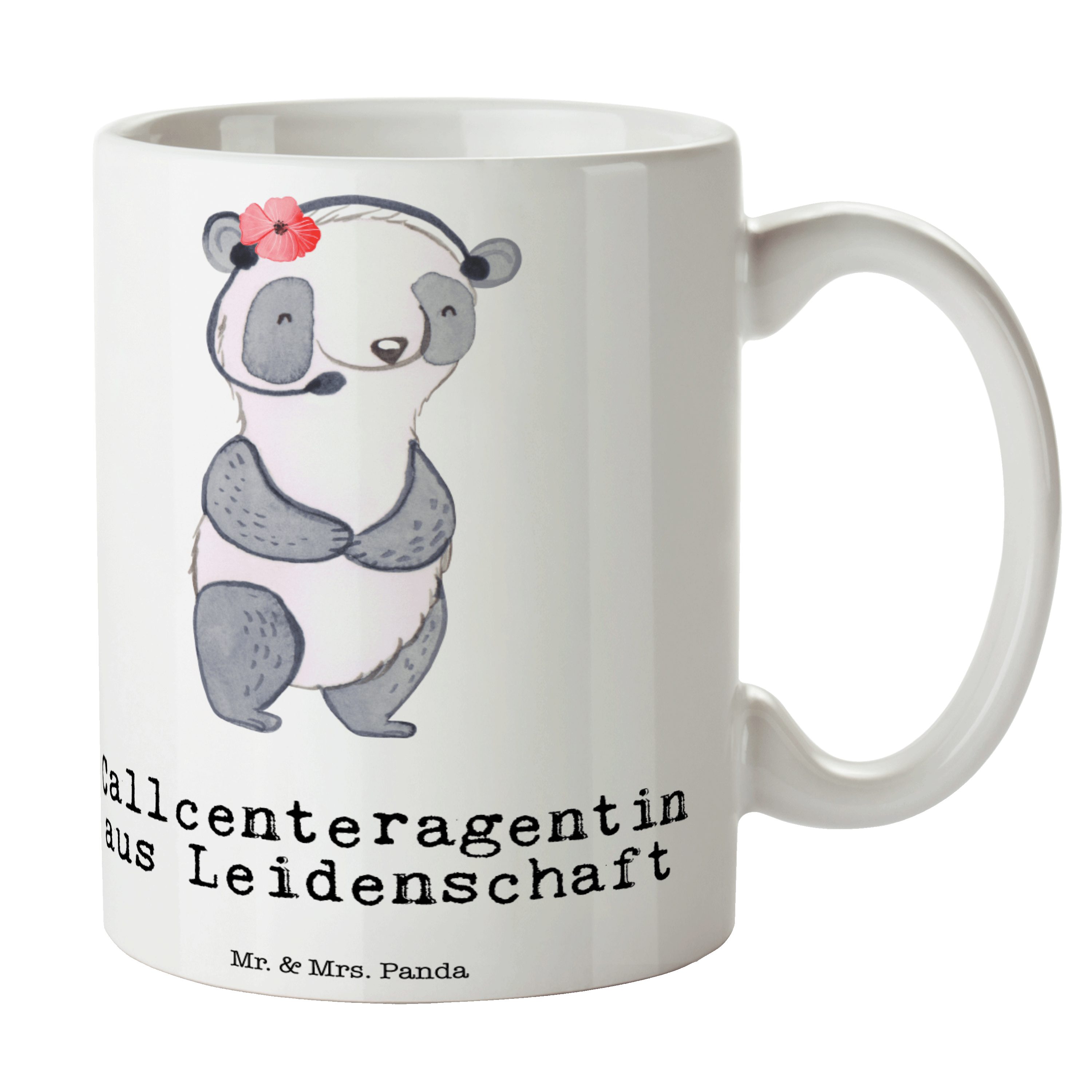 Mr. & Mrs. Panda Tasse Callcenteragentin aus Leidenschaft - Weiß - Geschenk, Kaffeetasse, Be, Keramik