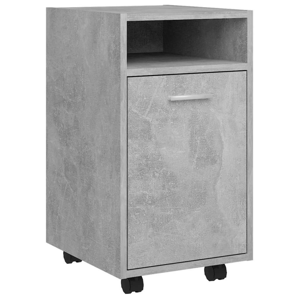 vidaXL Kommode, Beistellschrank mit Rollen Betongrau 33x38x60 cm Holzwerkstoff